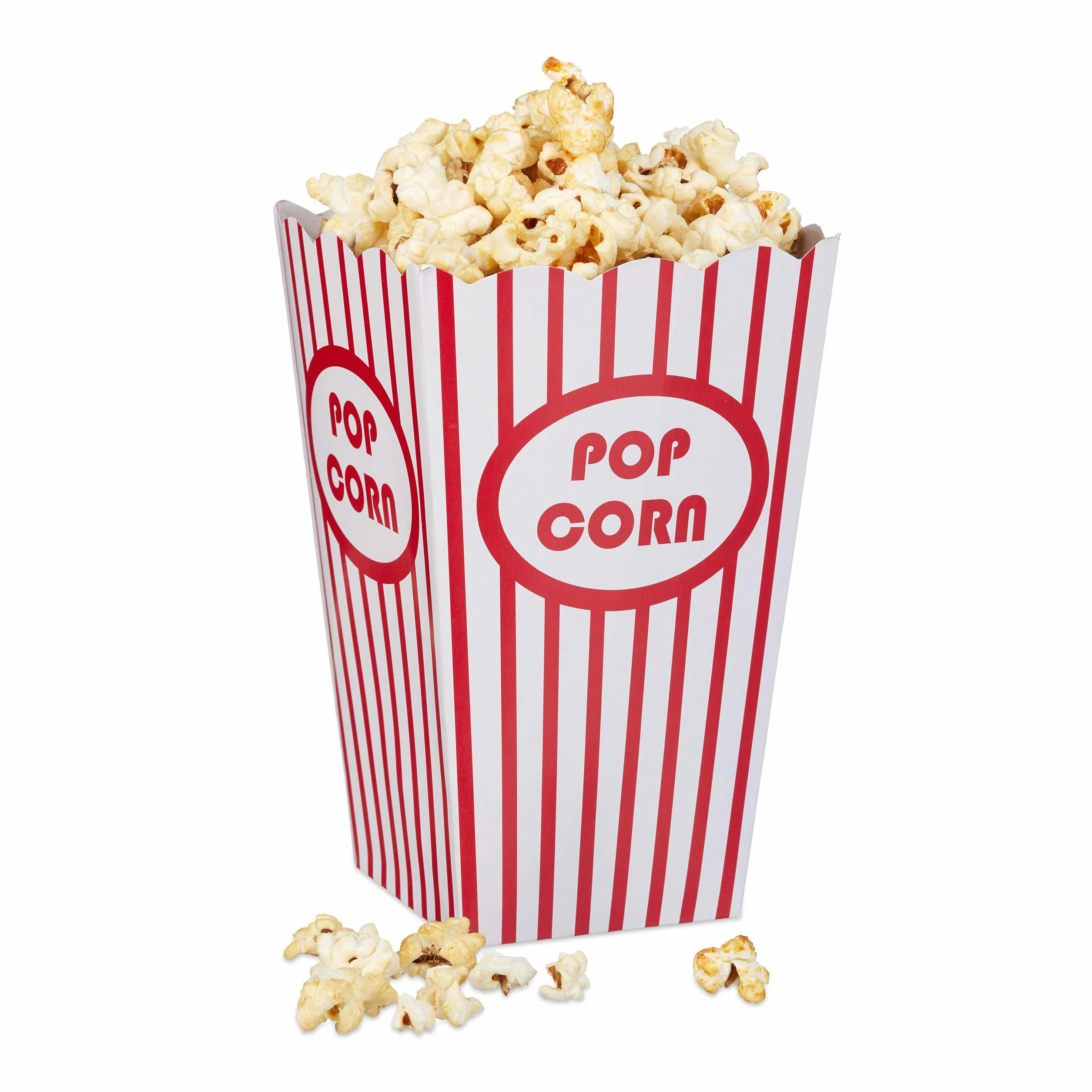 Relaxdays Set 48 Cajas Palomitas Popcorn Box Cartón 16x12x10 cm Rojo-Blanco