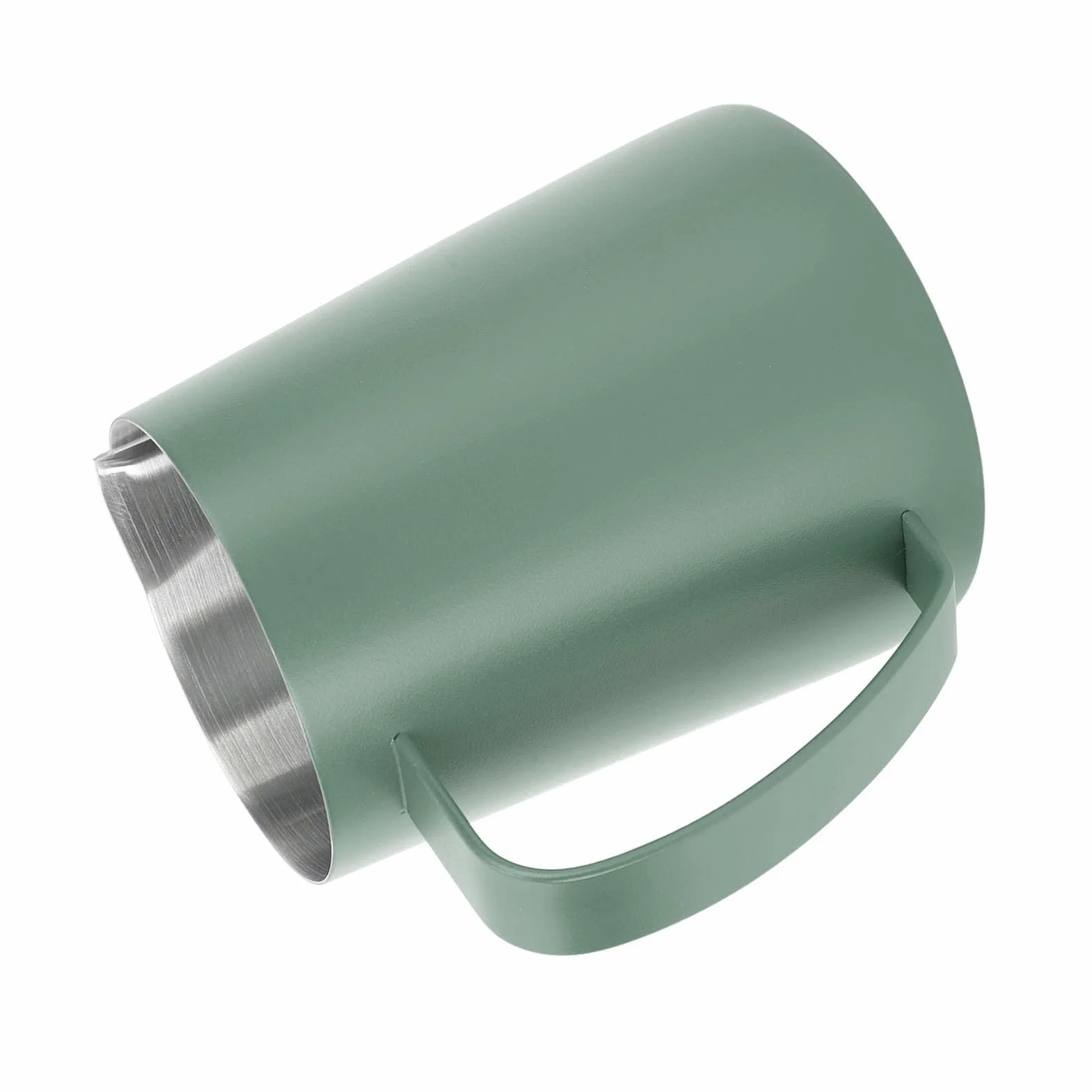 SIXRUN Jarra de café con Leche, Taza para Espumar Leche de Acero Inoxidable de 600 Ml con Boca Puntiaguda para Latte Art, Perfecta para Baristas Caseros y Amantes del café (verde oscuro)