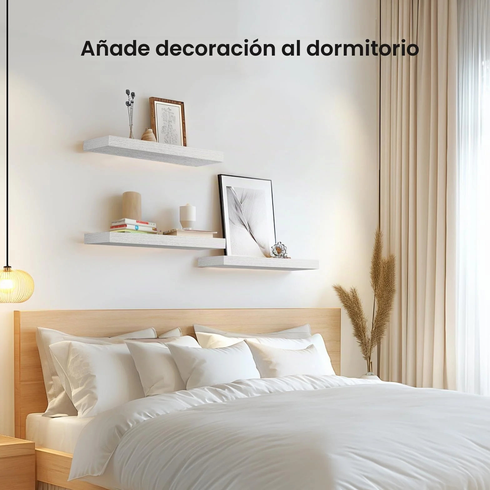 AMADA HOMEFURNISHING Estantes Flotantes Pared Juego 3 Unidades Blanca Soportes Invisibles AMFS08