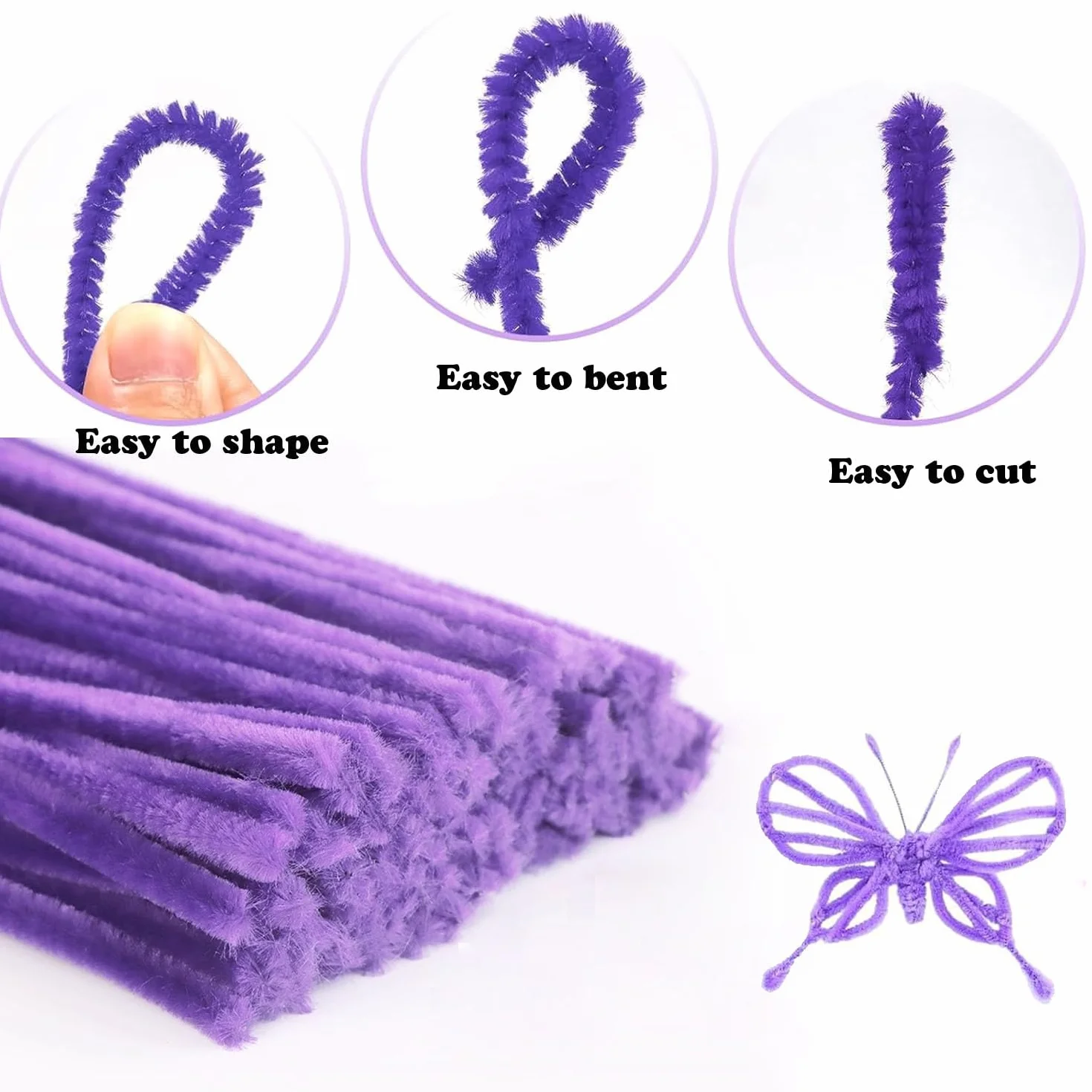 300 limpiadores de pipas, 3 limpiadores de pipas amarillos diferentes, alambre flexible para manualidades, 30 cm, limpiador de pipas de chenilla, proyectos de bricolaje (300 unidades, color