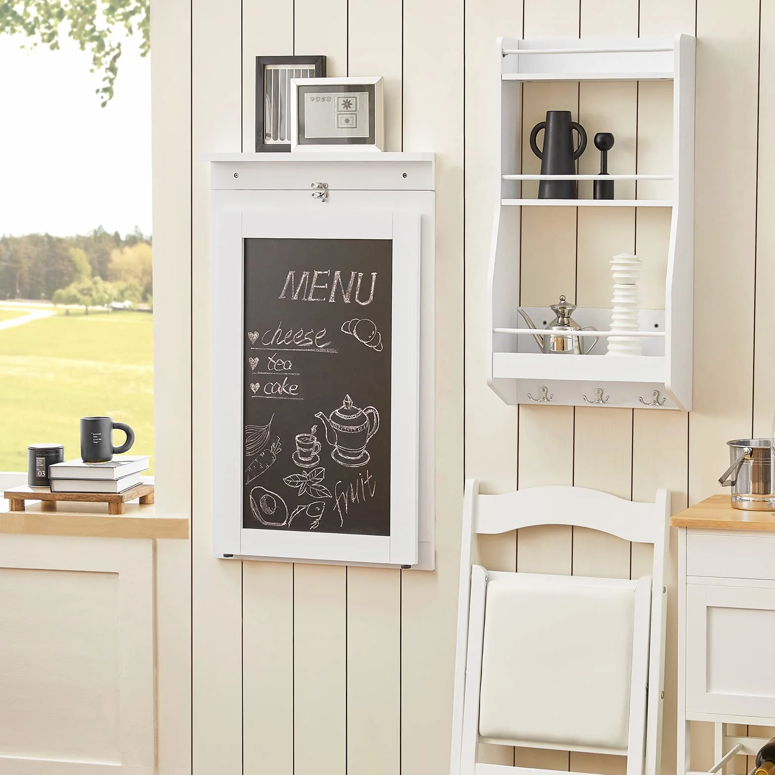 SoBuy Mesa Plegable Murale con Hoja Abatible Extensible 50x75x76cm Blanco