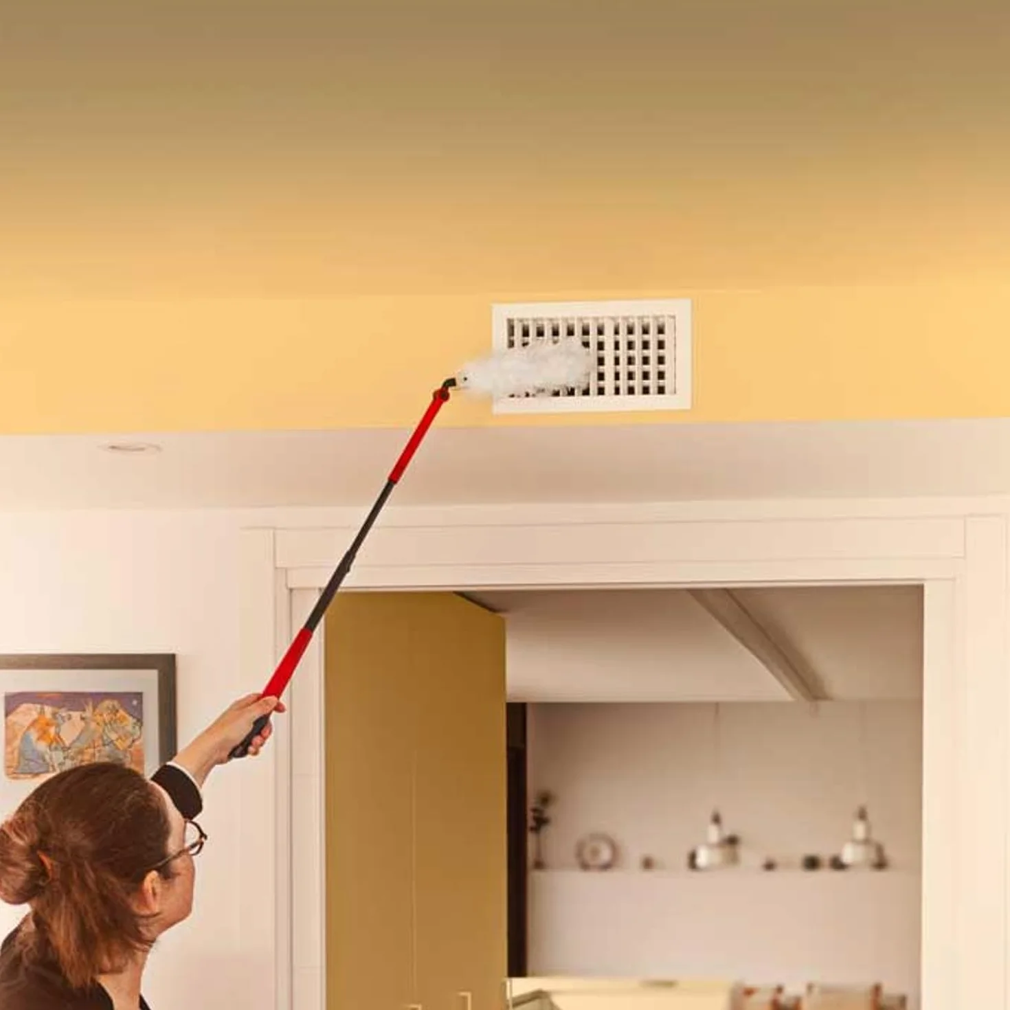 VILEDA Flex & Catch Plumero con Mango Extensible de 93 cm, 1 Recambio Completo, Limpieza de 360°, Flexible, Limpieza máxima