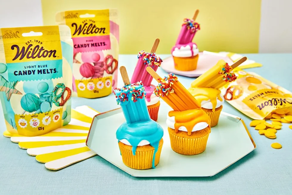 Wilton Candy Melts Azul Claro 125 g Caramelos para Derretir Dulce Cremoso para Moldear Sumergir Decorar Cake Pops Tartas Postres