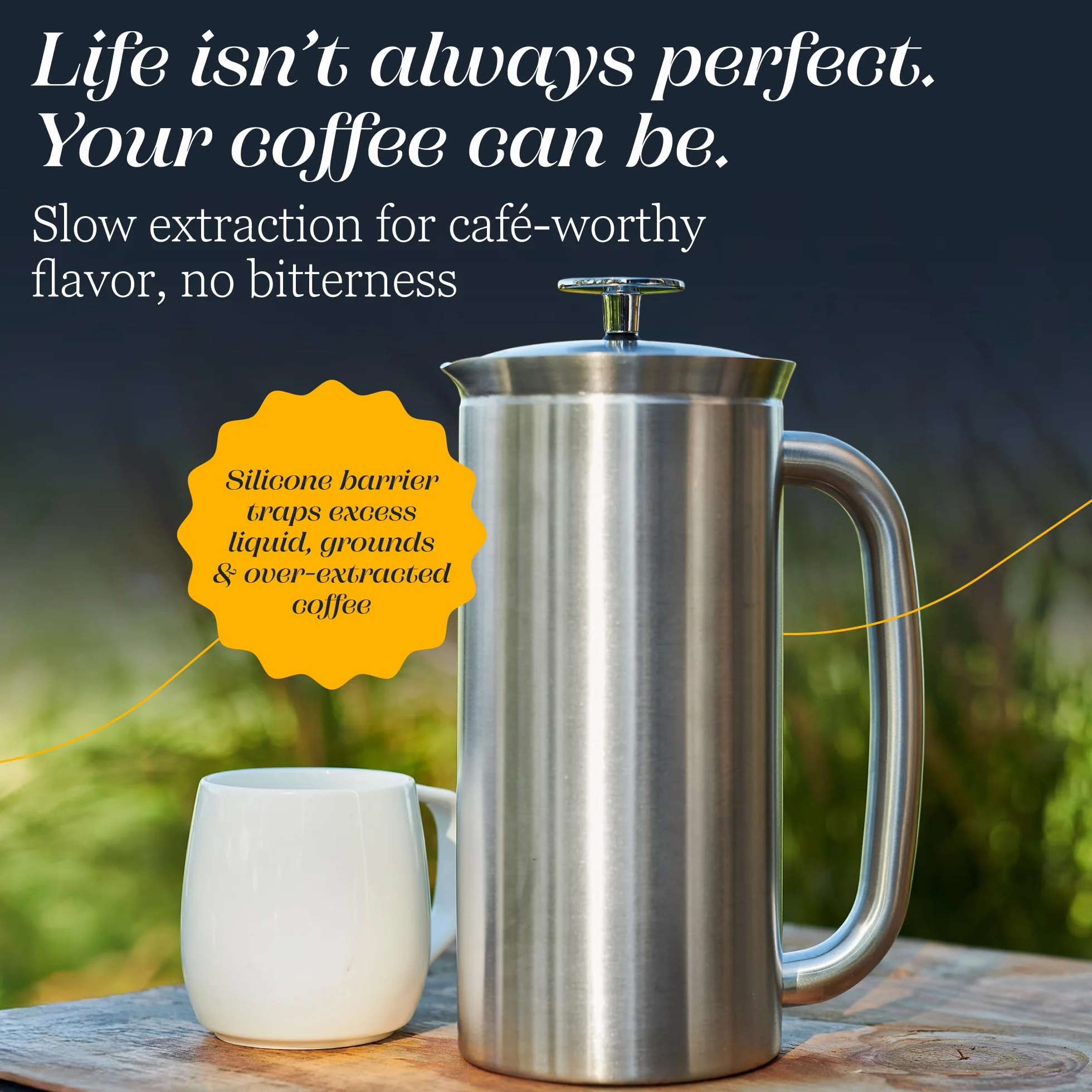 Espro® French Press P7, Acero Inoxidable Cepillado, Cafetera, 530 ml