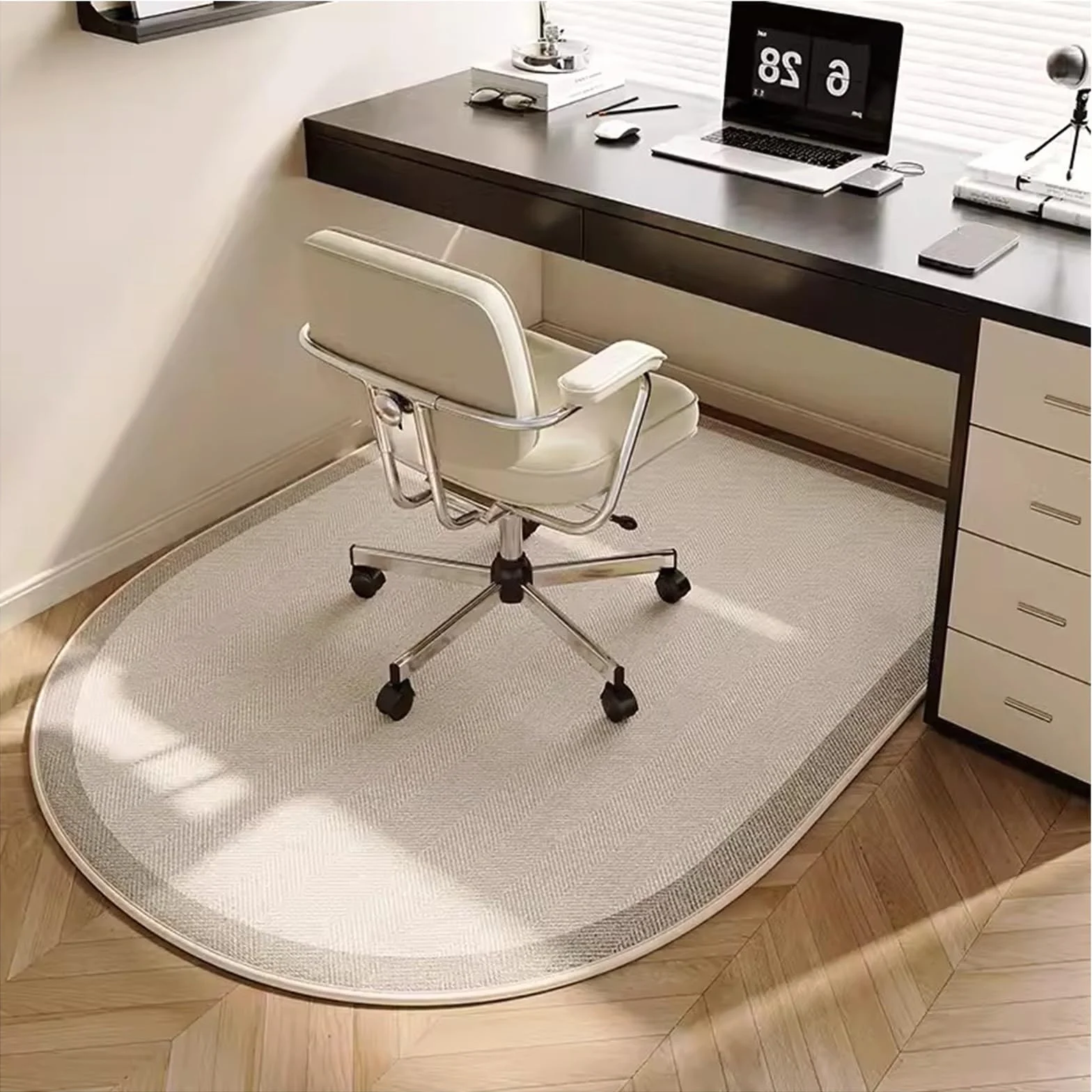 Alfombrilla antideslizante para silla de oficina de caucho termoplástico amarillo para suelos de madera dura y moqueta, 90 x 60 cm, insonorizada, fácil de limpiar, ruedas que se deslizan fácilmente
