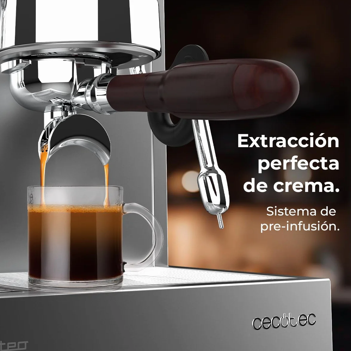 Cecotec Cafetera Express Barista Baristeo Classic. 2700W, Bomba 15 Bares, Control Pid, Doble Calentamiento, depósito 2.5L, Vaporizador, Grifos Profesionales, Extracción Crema, Diseño Profesional
