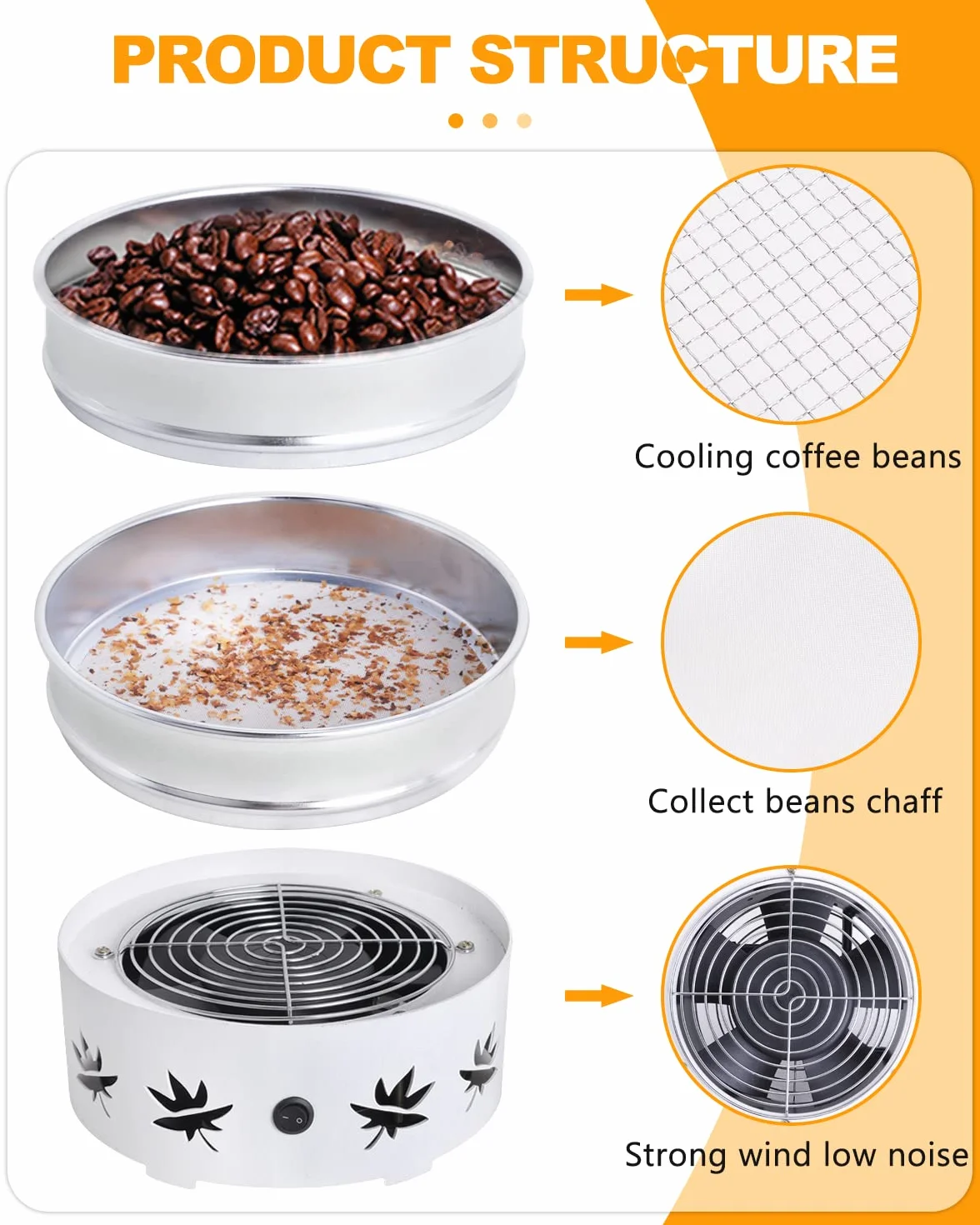 YUCHENGTECH Enfriador de Granos de Café 500g con 2 Tamices