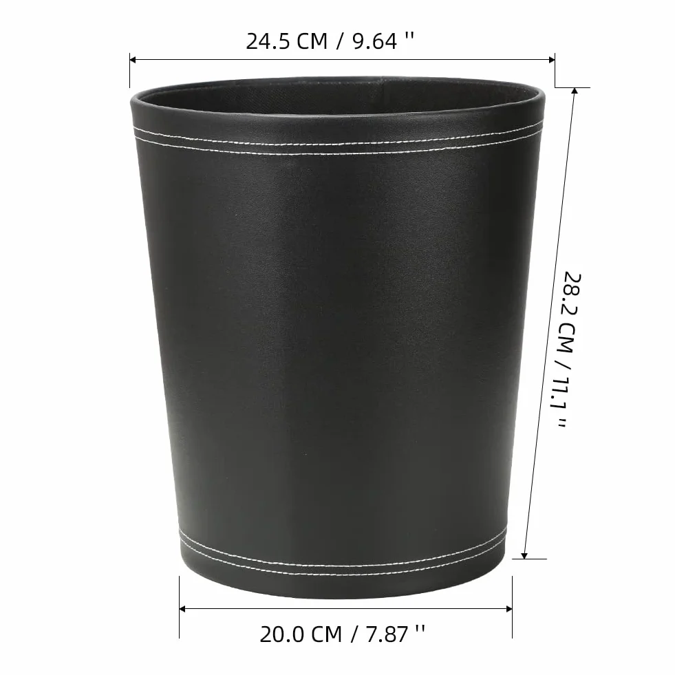 KINGFOM Papelera de Piel Redondo Negro