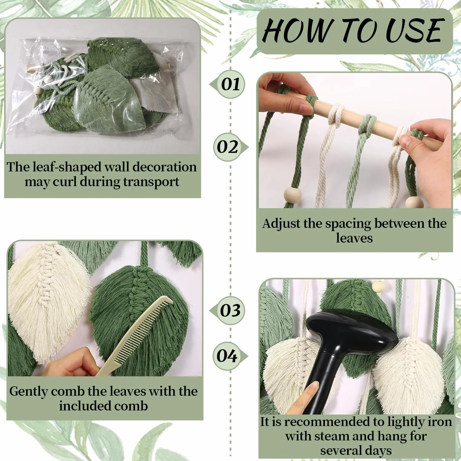 Tapiz de Macramé Boho Hecho a Mano Algodón Natural para Decoración de Pared Dormitorio