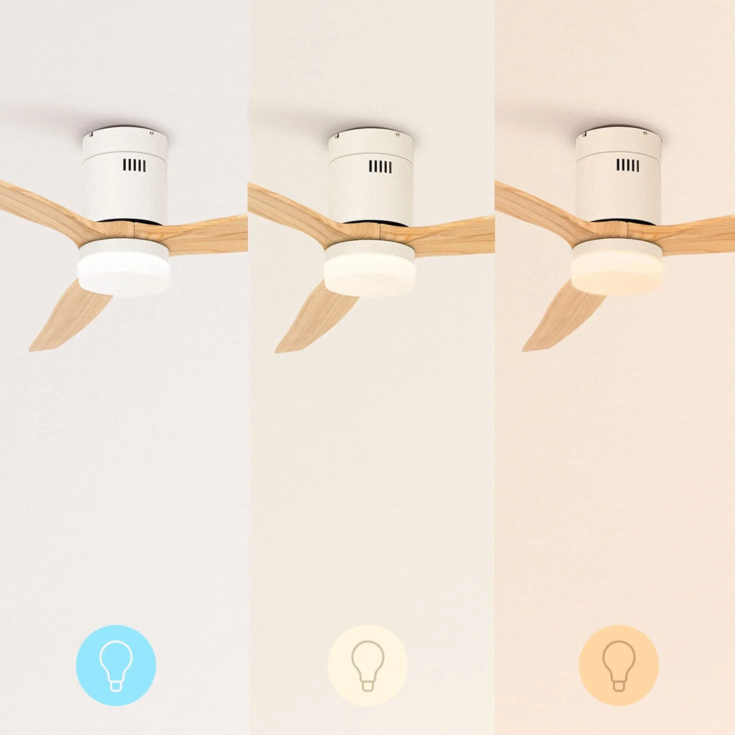 Ventilador de techo ABS con luz blanco 40W Ø132 cm 6 velocidades 3 temperaturas luz temporizador verano-invierno
