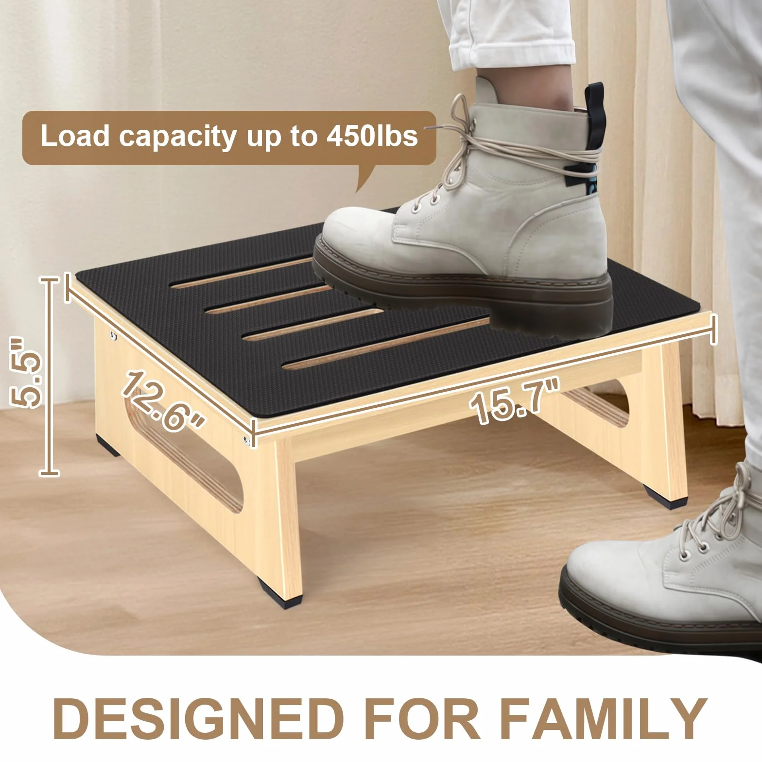 RayLove Un Taburetes de Madera para Adultos y Ancianos, con Almohadillas de Goma Antideslizantes, para Interiores y Exteriores, 450 Libras, Cocina, Mesita de Noche etc (Gulangmu, 14CM)