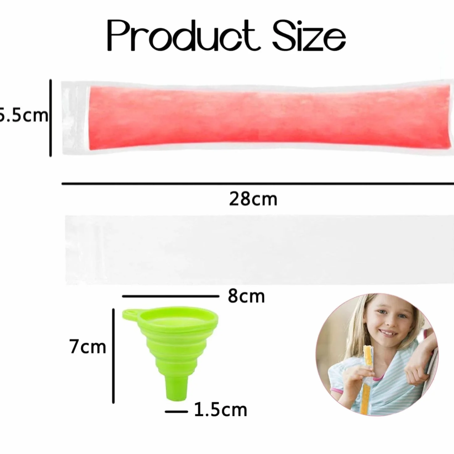 Bolsas Desechables para Paletas de Hielo 100 PCS con Embudo para Yogur Helado Jugo