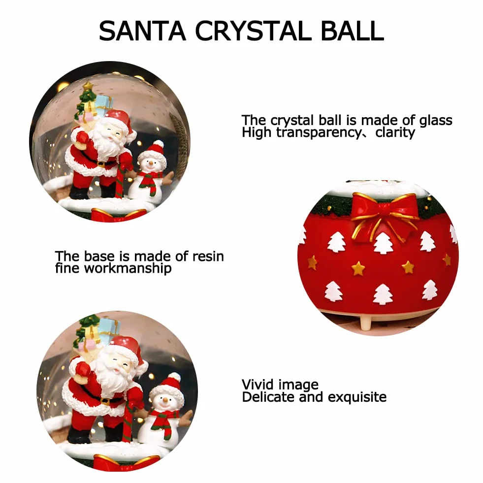 Linternas de Globo de Nieve de Navidad con Purpurina Giratoria Rojo