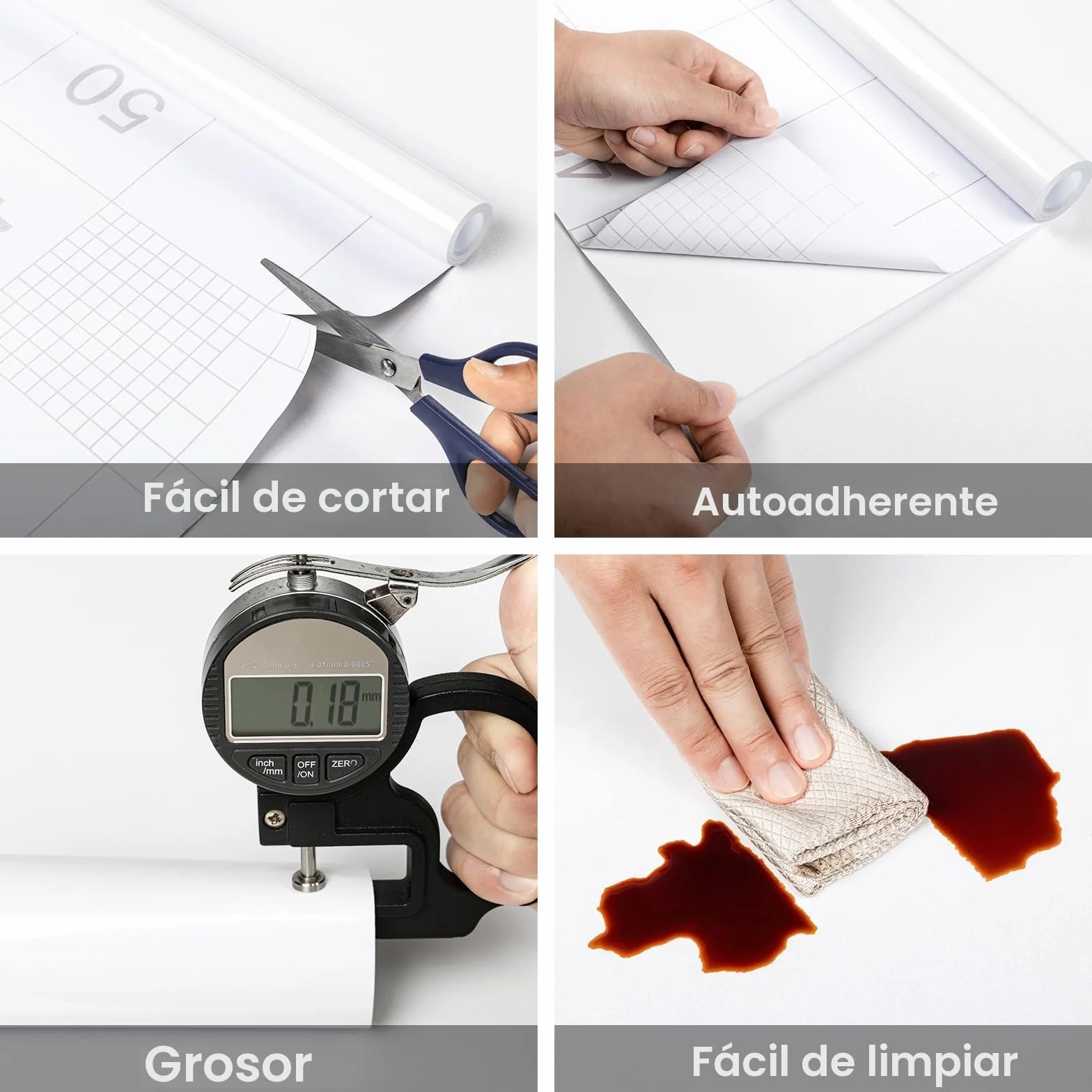 Hode Vinilo Adhesivo Muebles Blanco 40cmX3m Papel Adhesivo para Muebles Encimera Armario Cocina Efecto Alto Brillo Papel Pintado Autoadhesivo Impermeable Decorativo
