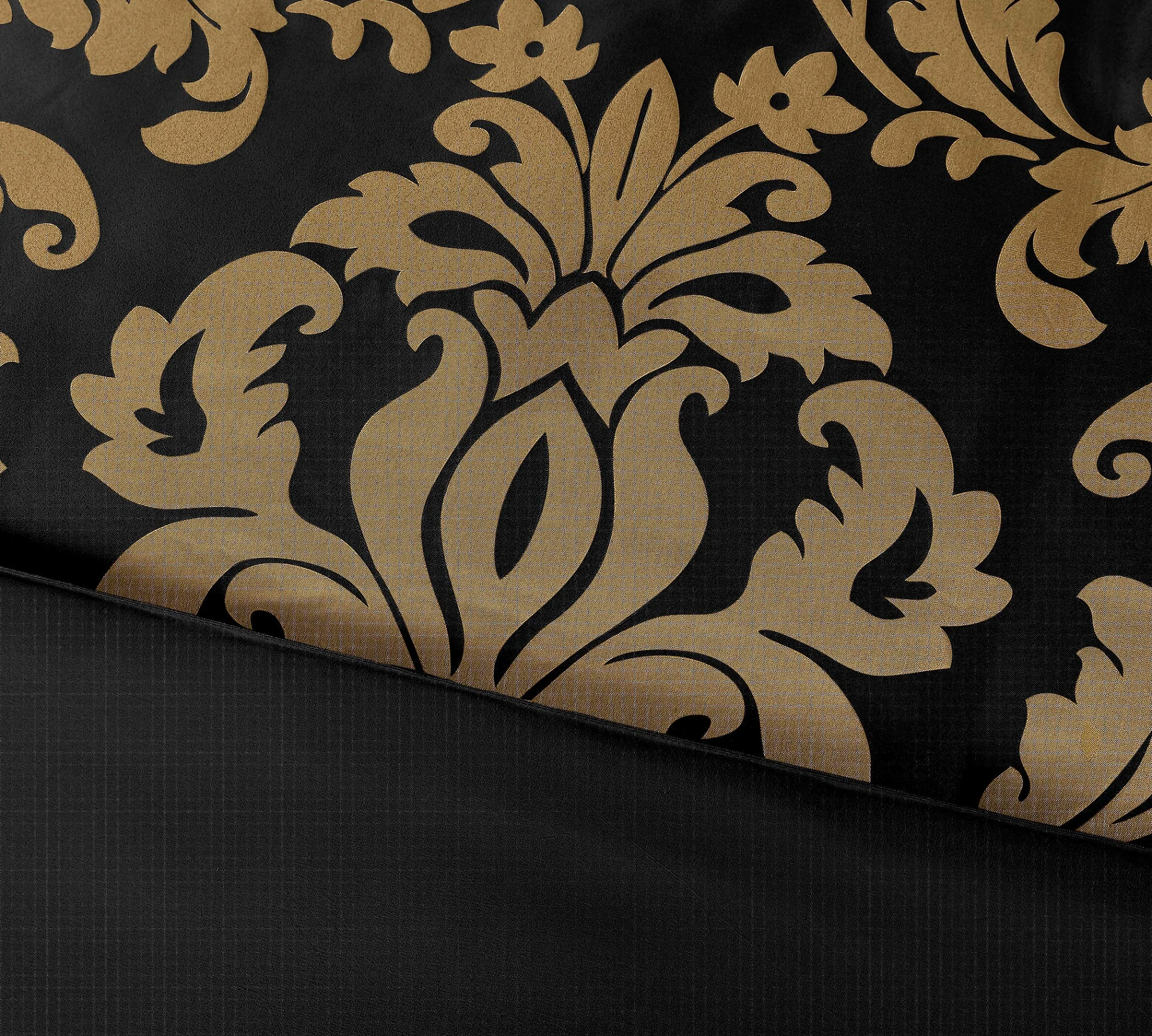 Chezmoi Collection Royale-Juego de edredón de 7 Piezas, Poliéster, Negro/Dorado, Rey