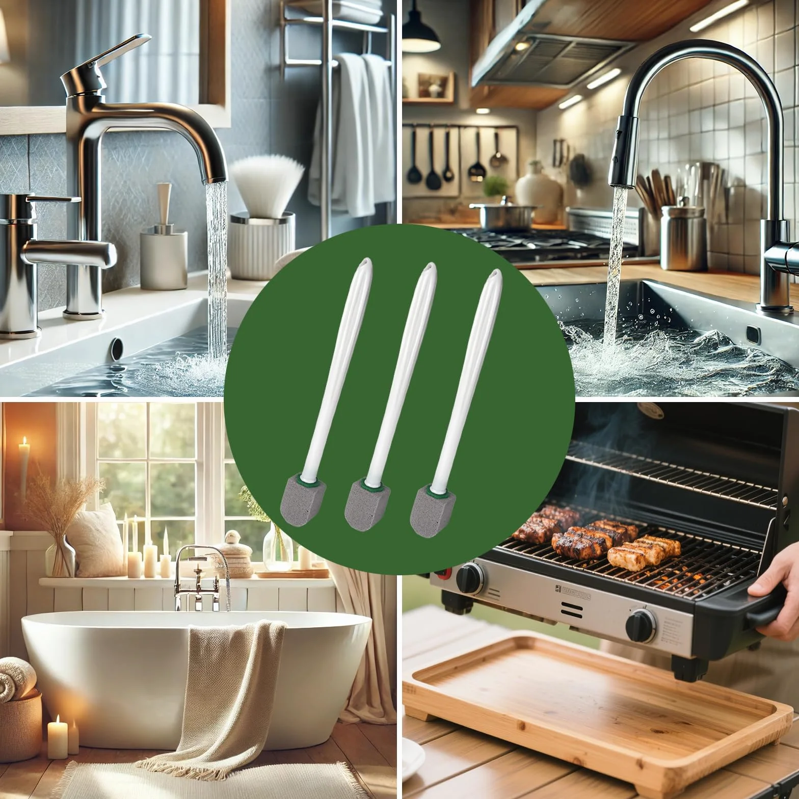 Piedra Pómez para Inodoro, Piedra Pómez de Limpieza con Mango Extralargo, 2 Mango Limpiador, 10 Recambios de Piedras de Limpieza, Removedor de Cal para Cocina, Baño, Piscina