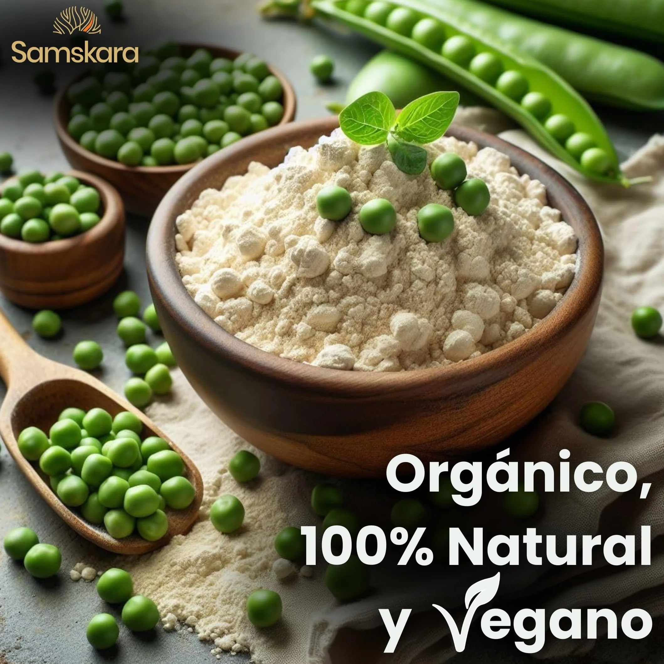 Proteina de Guisante BIO en Polvo 83% Fermentado Suave Sedoso 1kg
