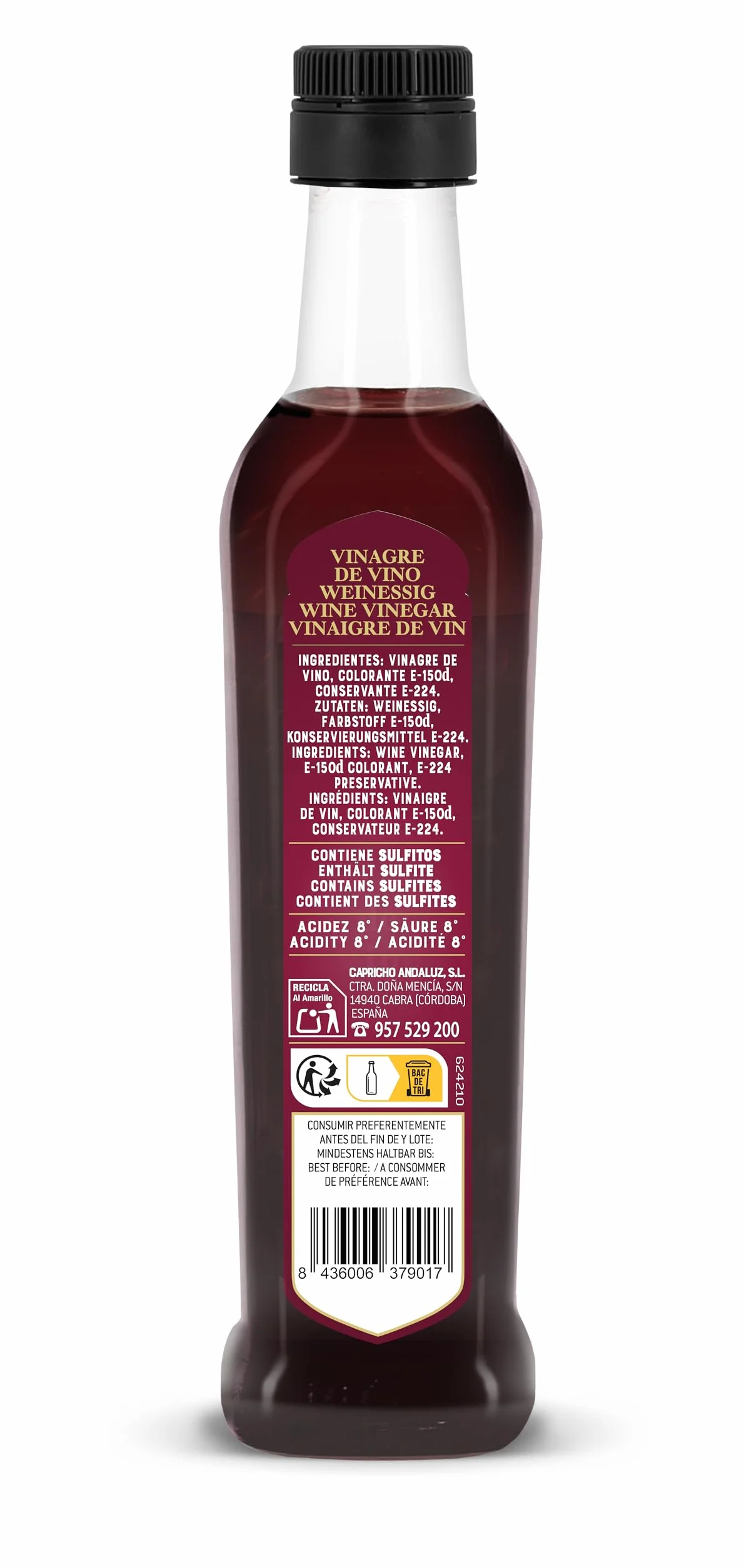 Vinagre de Vino PET Flavia Capricho Andaluz 250 ml Suave y Equilibrado