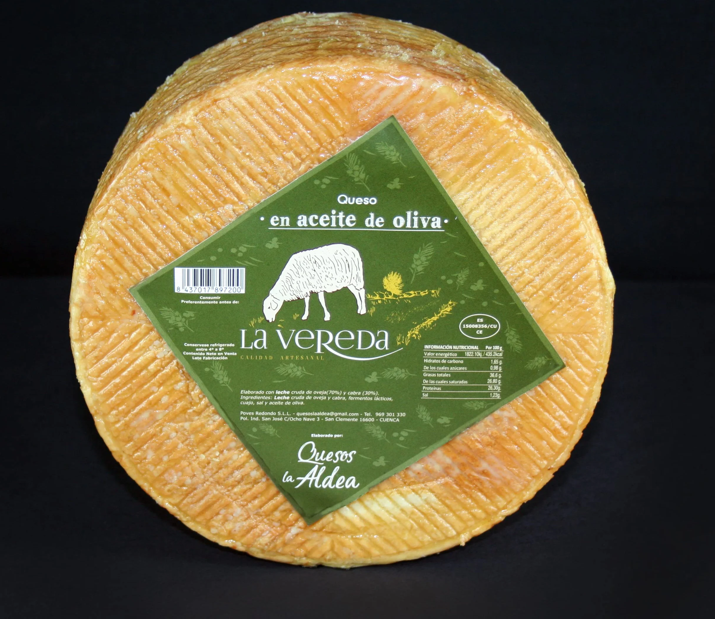 QUESOS LA ALDEA Queso Artesano de Oveja y Cabra Curado en Aceite de Oliva 0,75 kg