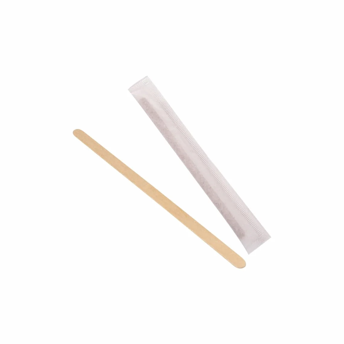 500 Paletinas de Madera envueltos Individualmente en Papel de 11 cm. Palitos de café Desechables, Palitos removedores de café biodegradables. Agitadores de café.