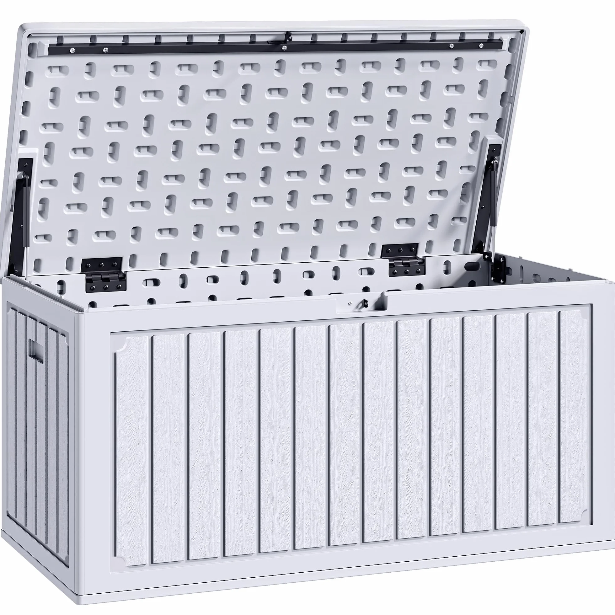 YITAHOME Caja de almacenamiento de jardín 303L exterior resina polietileno alta densidad con tapa cerradura