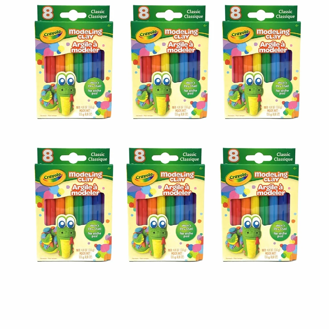Crayola Modeling Clay (8 Per Pack), 0.6 Ounces Basic, 6 Pack