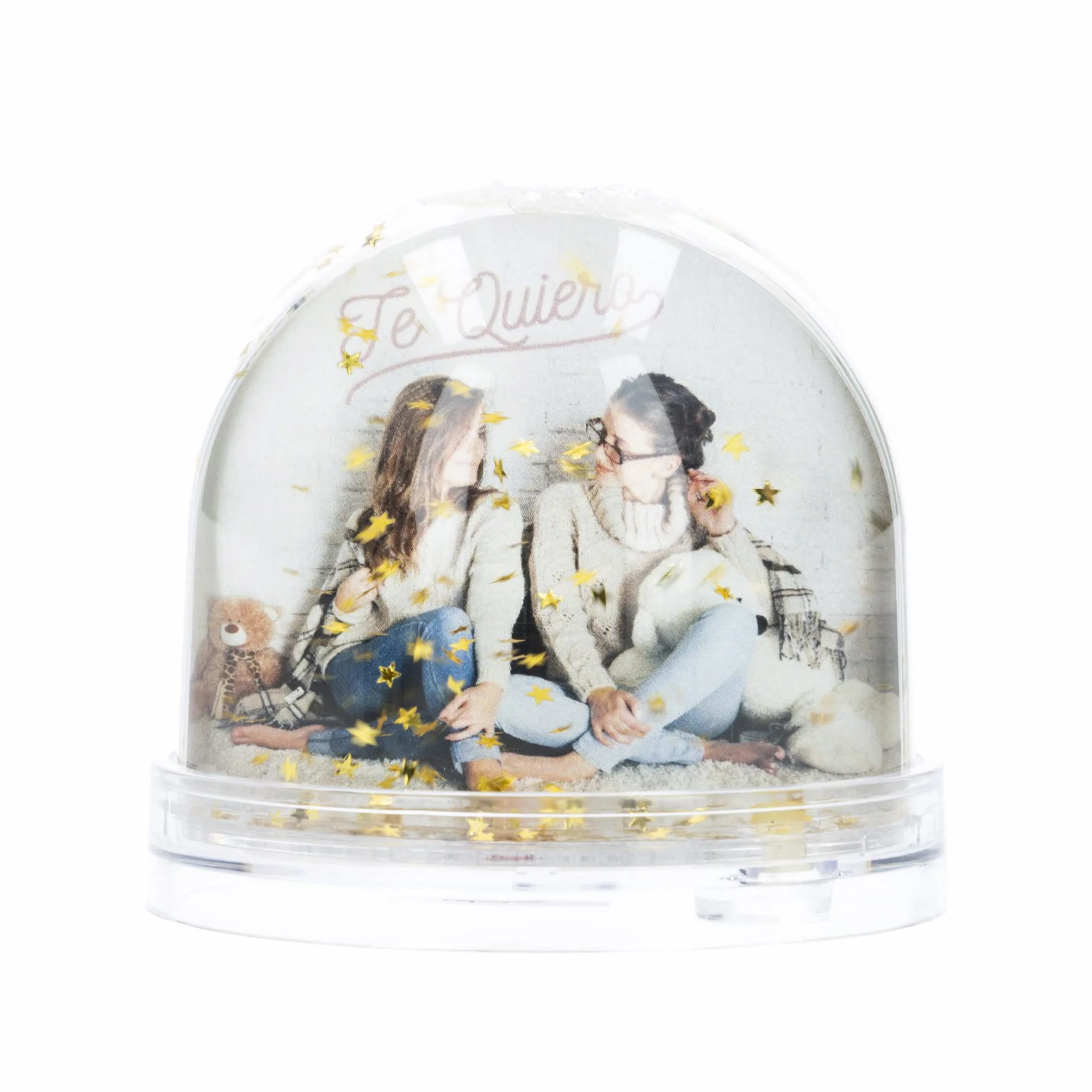 Wanapix Bola de Estrellas Personalizada 8,5ø x 9cm Esférica con 2 Fotos Regalo Original San Valentín