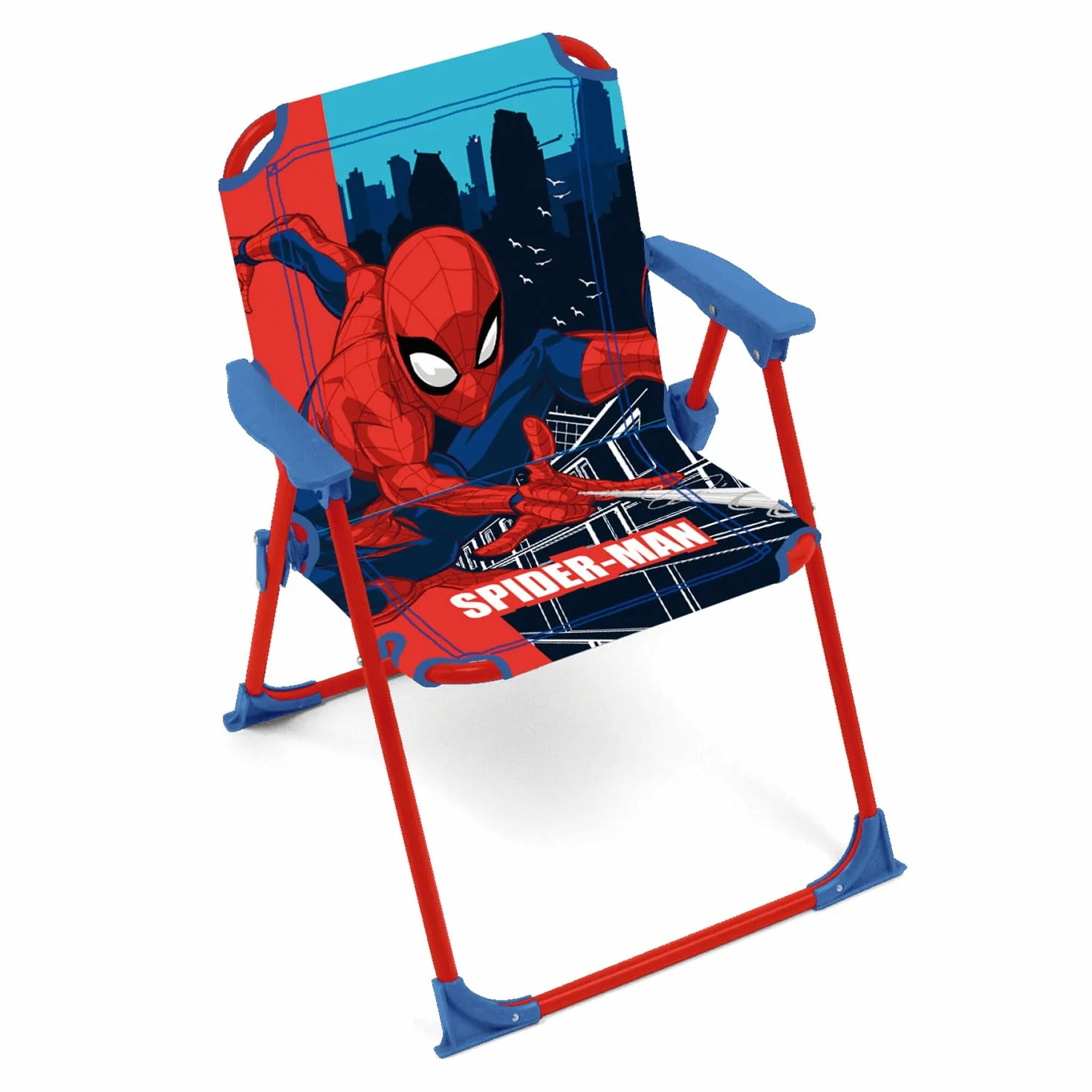 ARDITEX Silla Plegable con Brazos de Spiderman de Marvel - 38x32x53cm - Adecuado para jardín, Camping, Playa o montaña - Ideal para niños y niñas.