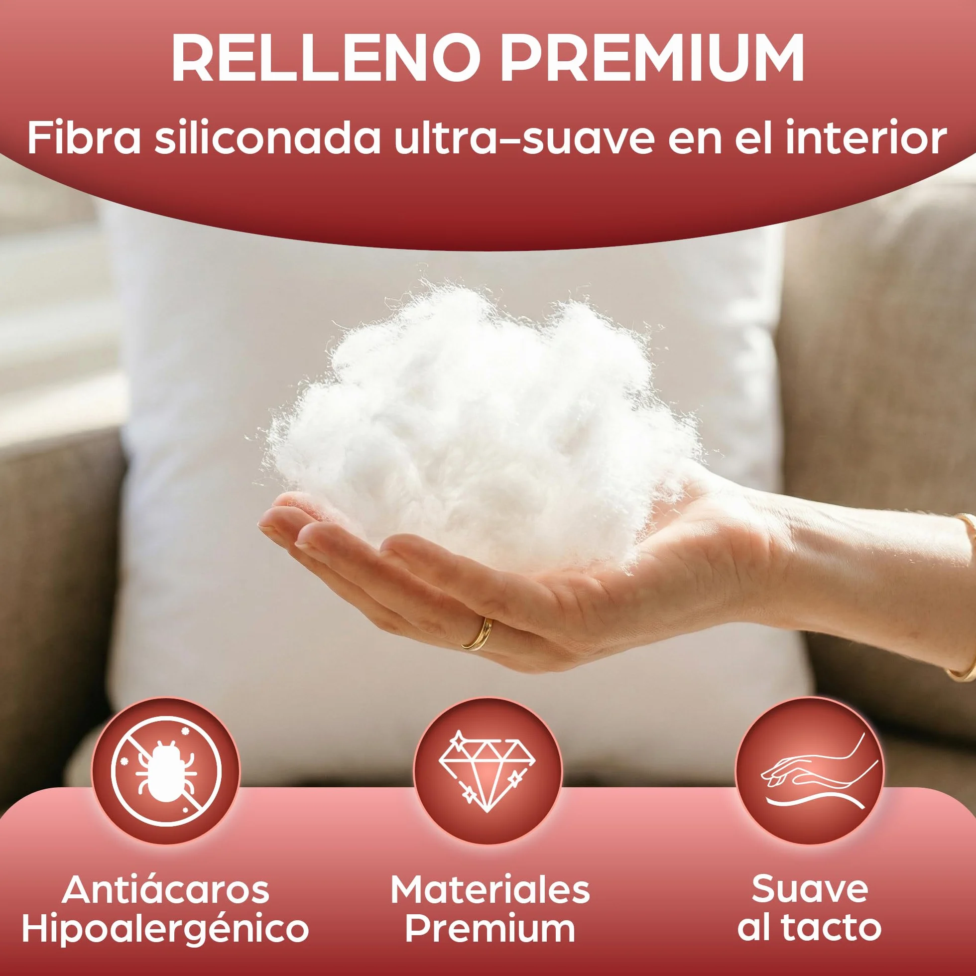 Flowen Almohadas para Cama 65x65 2 Unidades Relleno Cojin Hipoalergénico Antiácaros y Suave Cuadrado para Hogar con Funda de Almohada Acolchada Blanco Extraíble y Lavable
