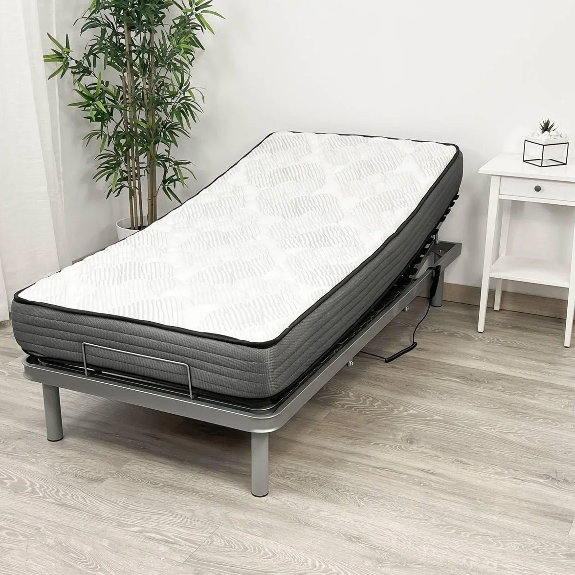 amuéblate online - Pack Cama Eléctrica Articulada Reforzada Ergotop de 5 Planos con Colchón Viscoelástico Dorsaltec, 105 x 190 cm