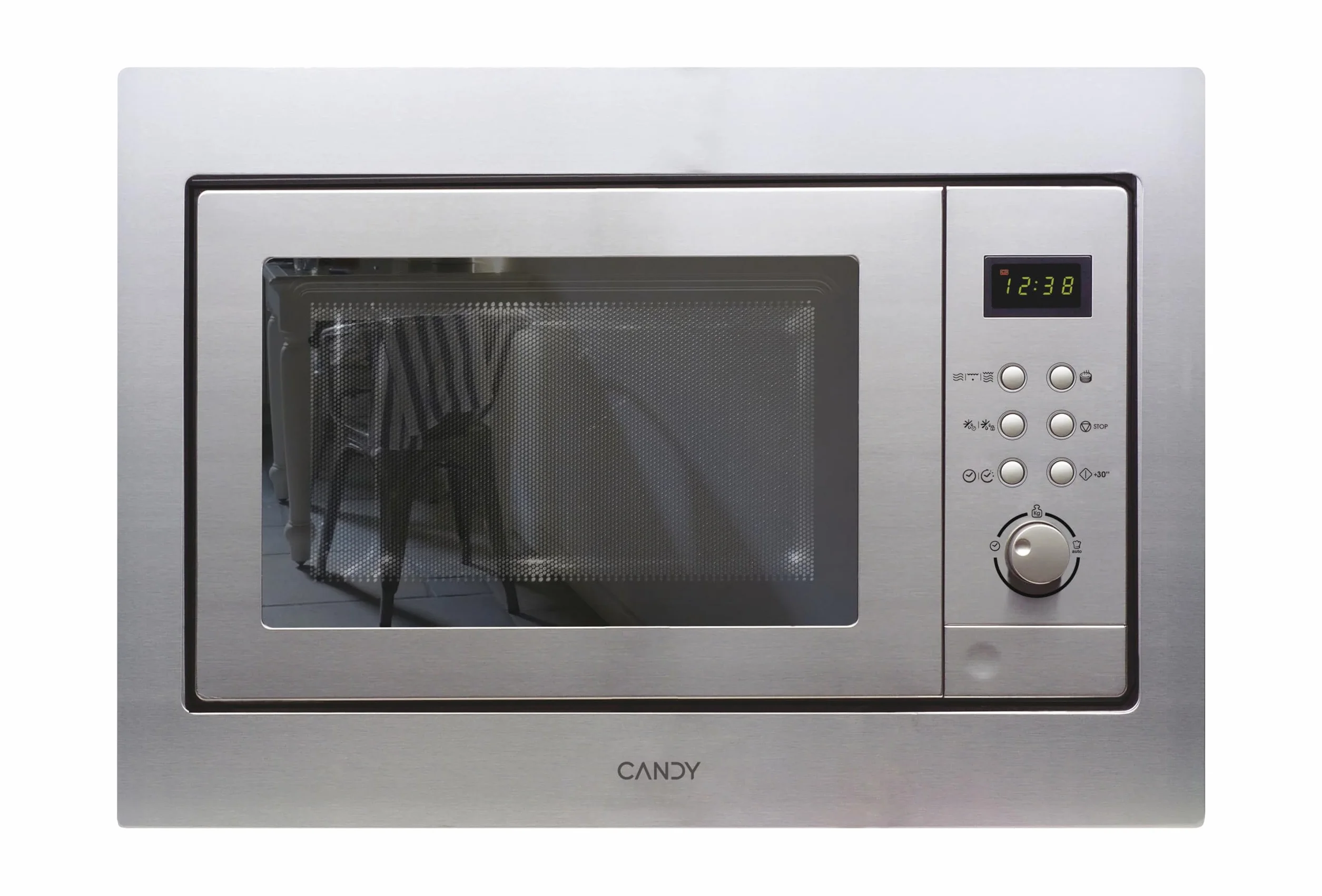 Candy MIC201EX, Microondas integrable con grill, 20L, Digital, Con marco, 8 programas automáticos, Plato giratorio 24,5cm, Descongelación tiempo y peso, 800W/1000W, Acero inoxidable antihuellas