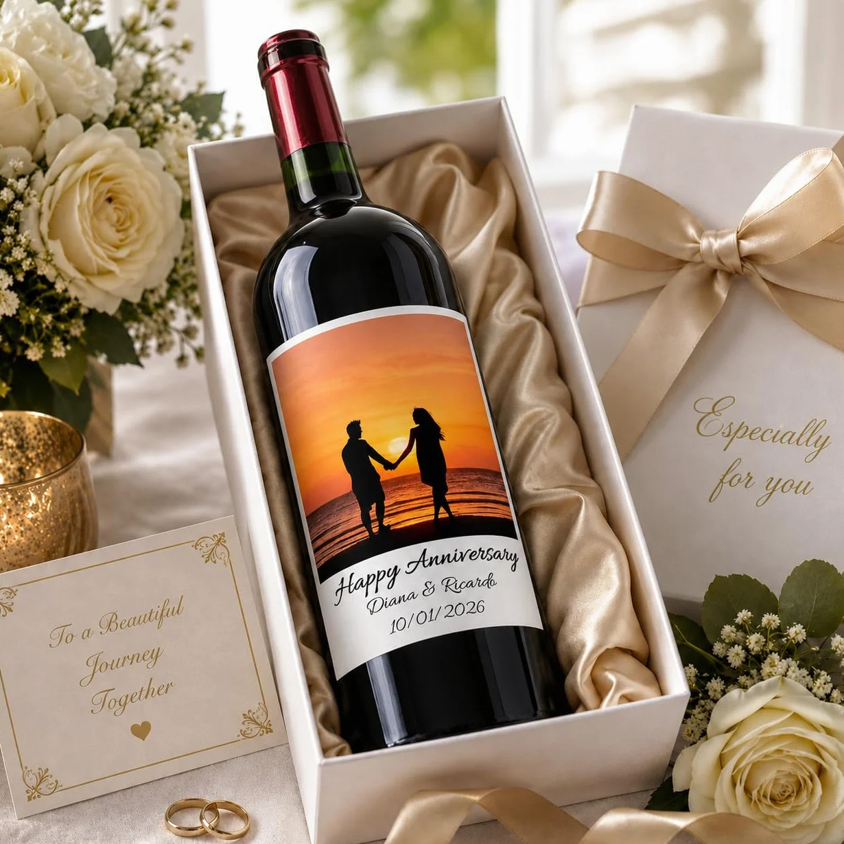 Etiquetas impermeables personalizadas para botellas de vino, resistentes al desgarro, imprimibles