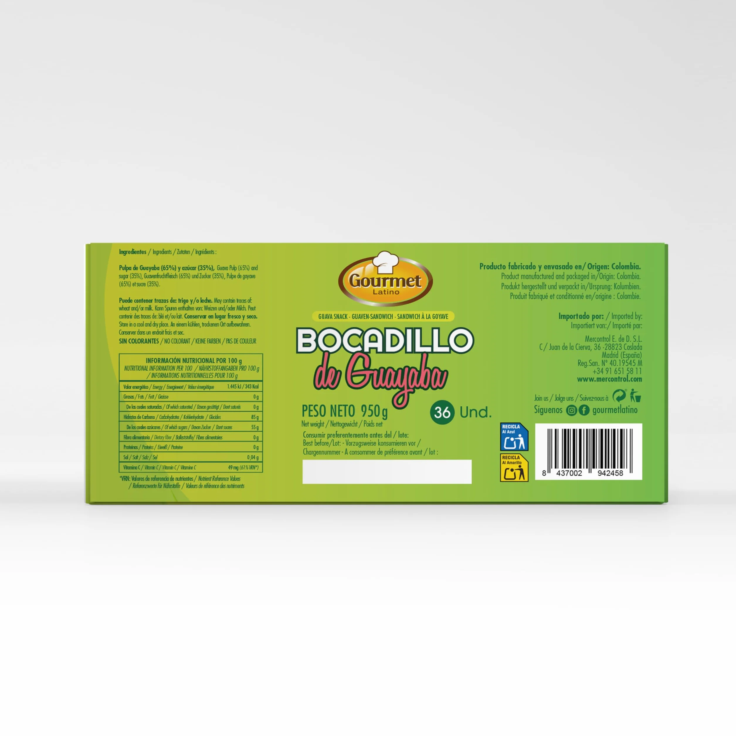 Gourmet Latino Bocadillos de Guayaba 950 g Pack 36 Dulce Alto Vitamina C Ciclismo