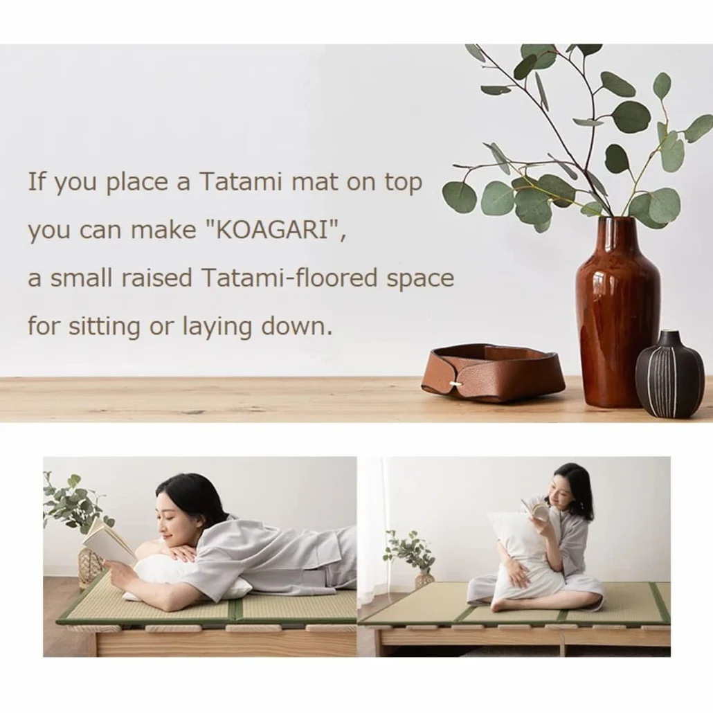 EMOOR Estructura de Cama Baja Listones de Madera KAN SUNOKO 97 x 197 cm para Futón Colchón Japonés Pino Macizo (Sin Pintar), Tatami Dormir en el Suelo