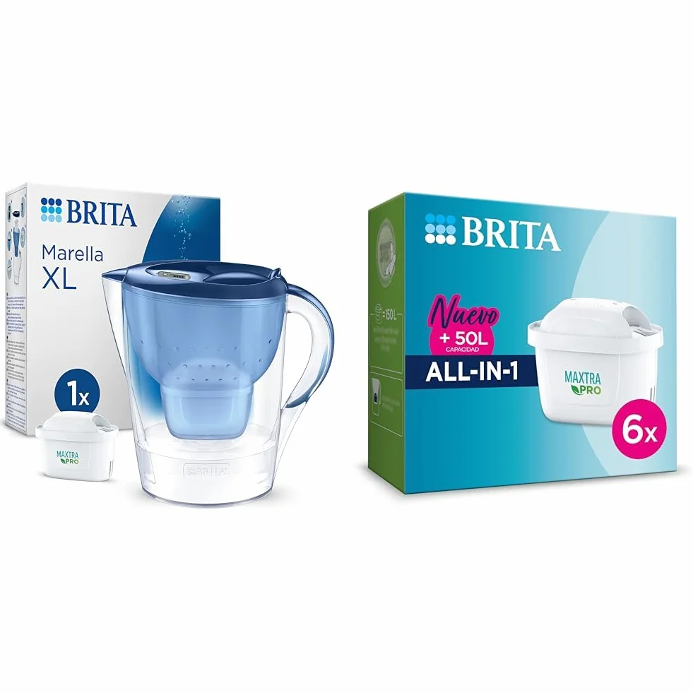 BRITA Jarra con filtro de agua Marella XL azul (3,5 l) incl. 1x cartucho MAXTRA PRO All-in-1 & Cartucho de filtro de agua MAXTRA PRO All-in-1 pack 6 NUEVO