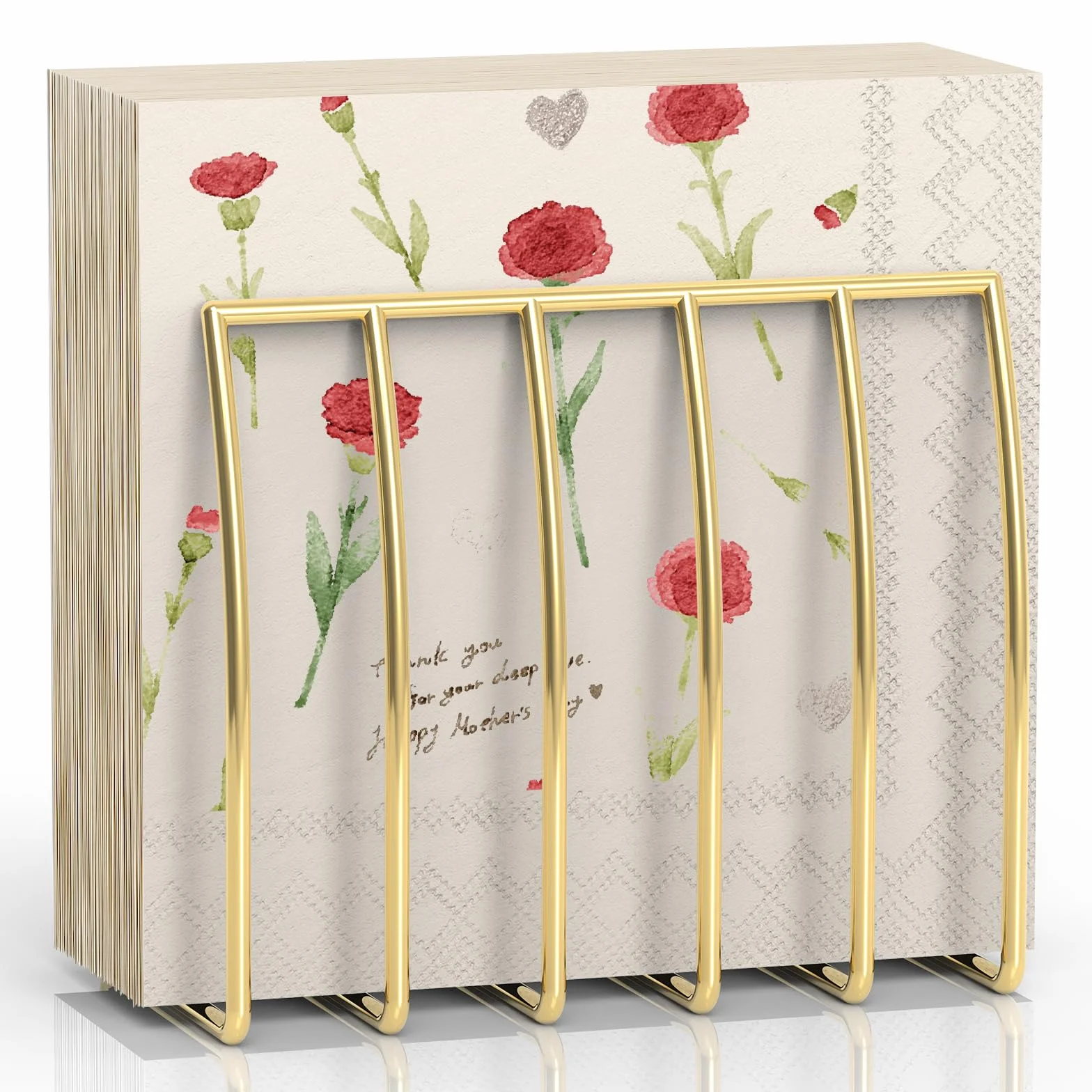 Servilletero de metal moderno dorado para servilletas de papel y cocina, comedor y encimeras, dispensador de servilletas vertical adecuado para todas las decoraciones de habitación (paquete de 1