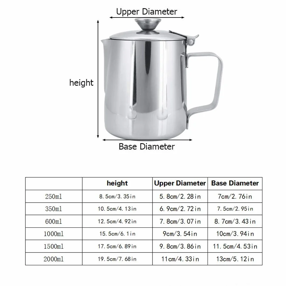 Nikou Taza de espuma, taza de café de acero inoxidable Jarra de espuma de leche Jarra con tapa para café con leche Arte(600ml)
