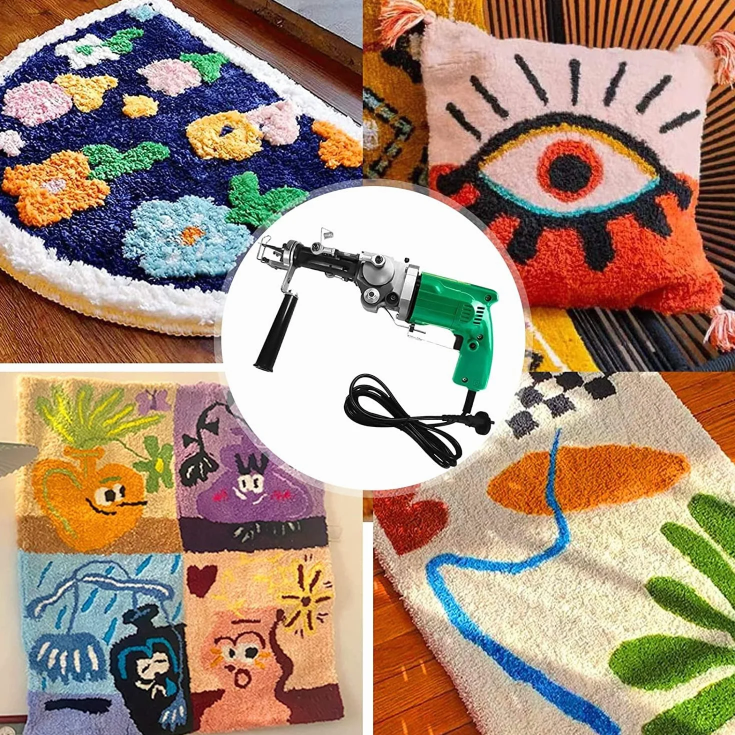 Pistola eléctrica para tufting de alfombras, Telar de alfombras, máquina de Flocado, máquina de Bordar Industrial, máquina de Tejer 2 en 1 de Pelo Cortado y Pelo en Bucle