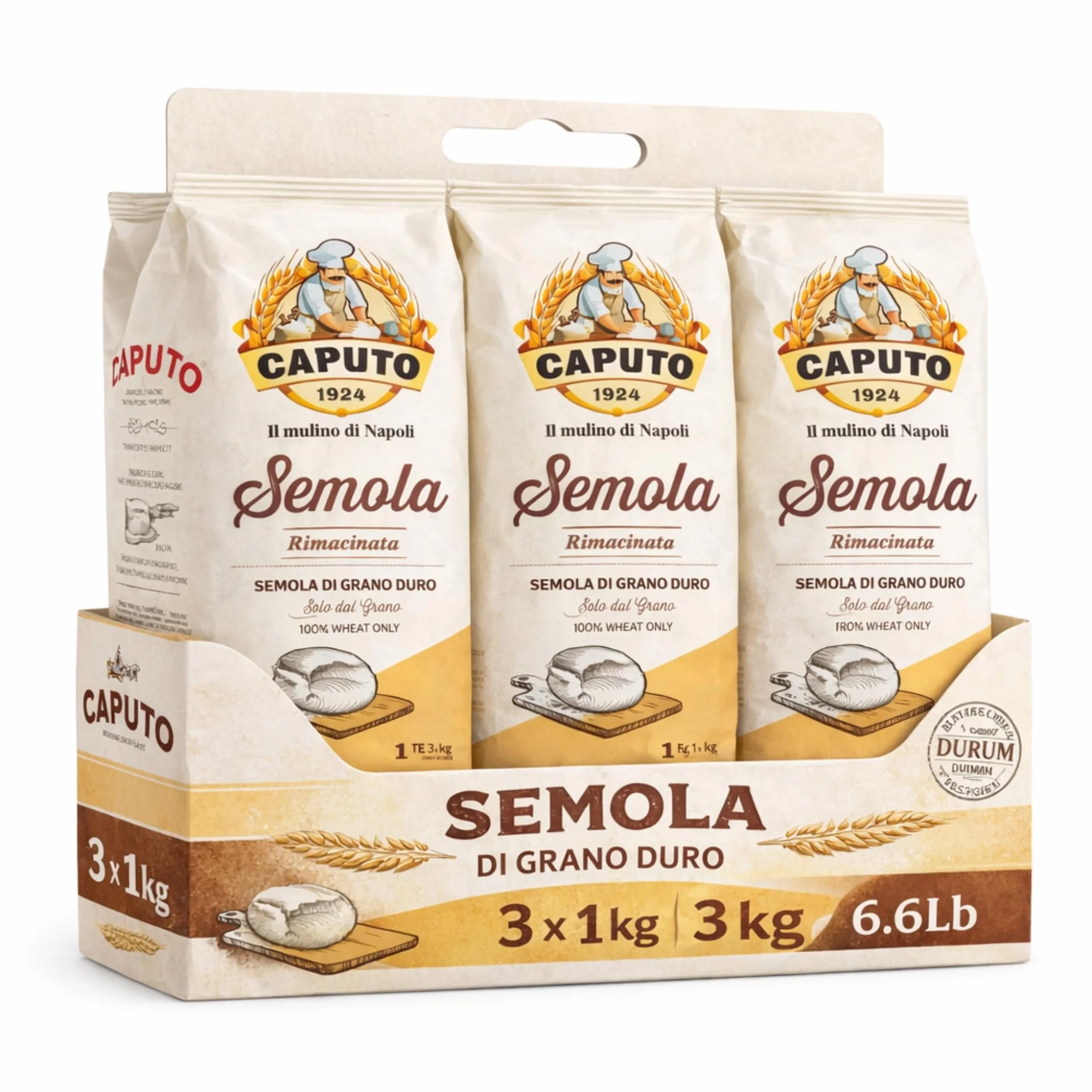 Semola Caputo Di Grano Duro Rimacinata 1 kg 3 sztuk Harina Italiana do Pasty