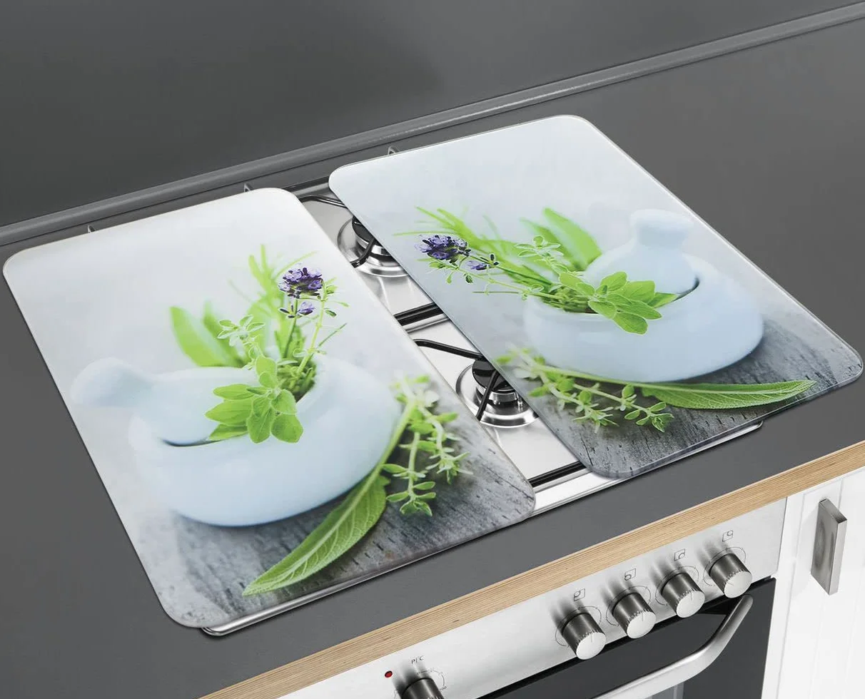 WENKO Placas protectoras cocina Mod Jardín de hierbas ajustable altura vidrio 30x52 cm juego 2