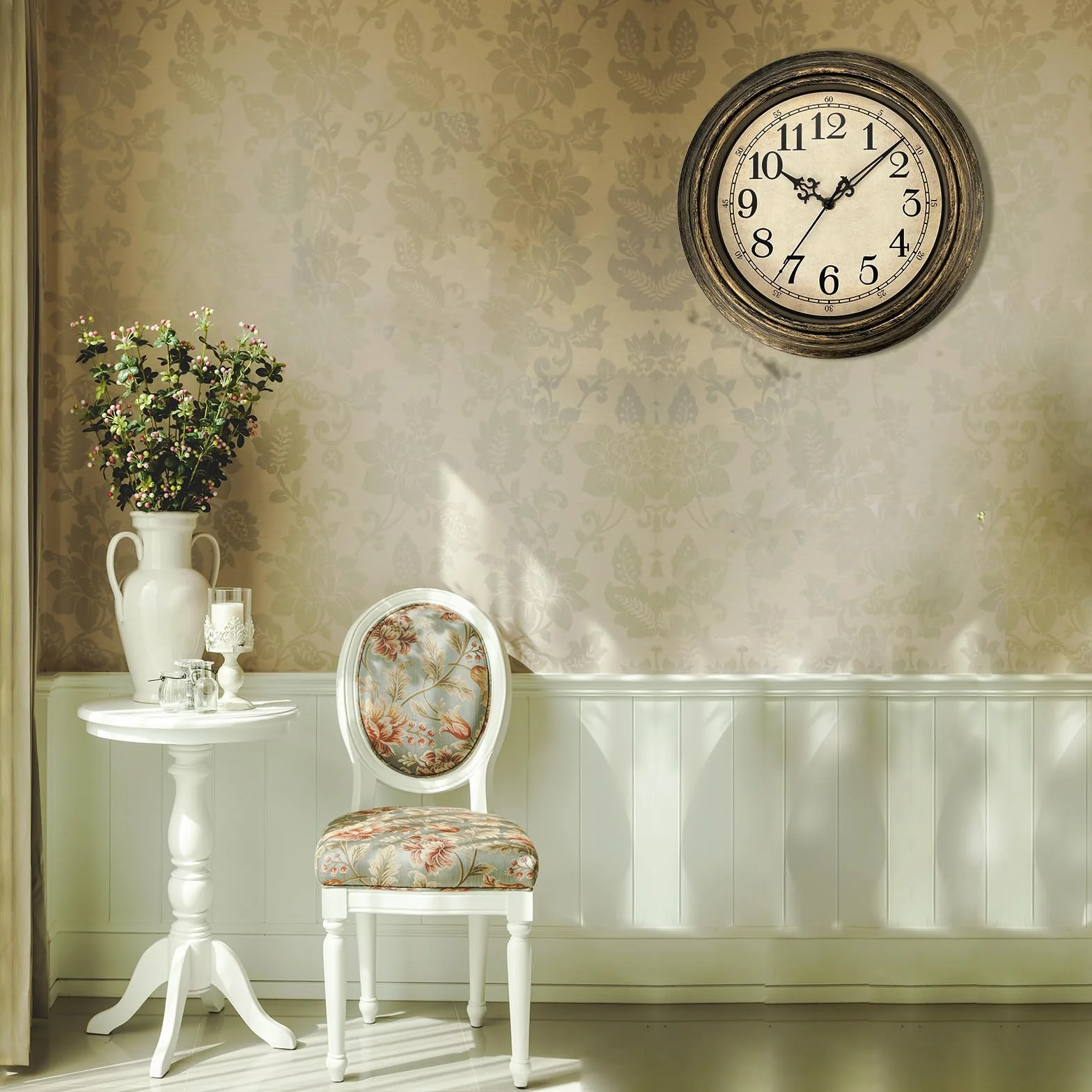 Plumeet Reloj de Pared Retro Pequeño, Silencioso Clásico 25cm sin Tic-TAC