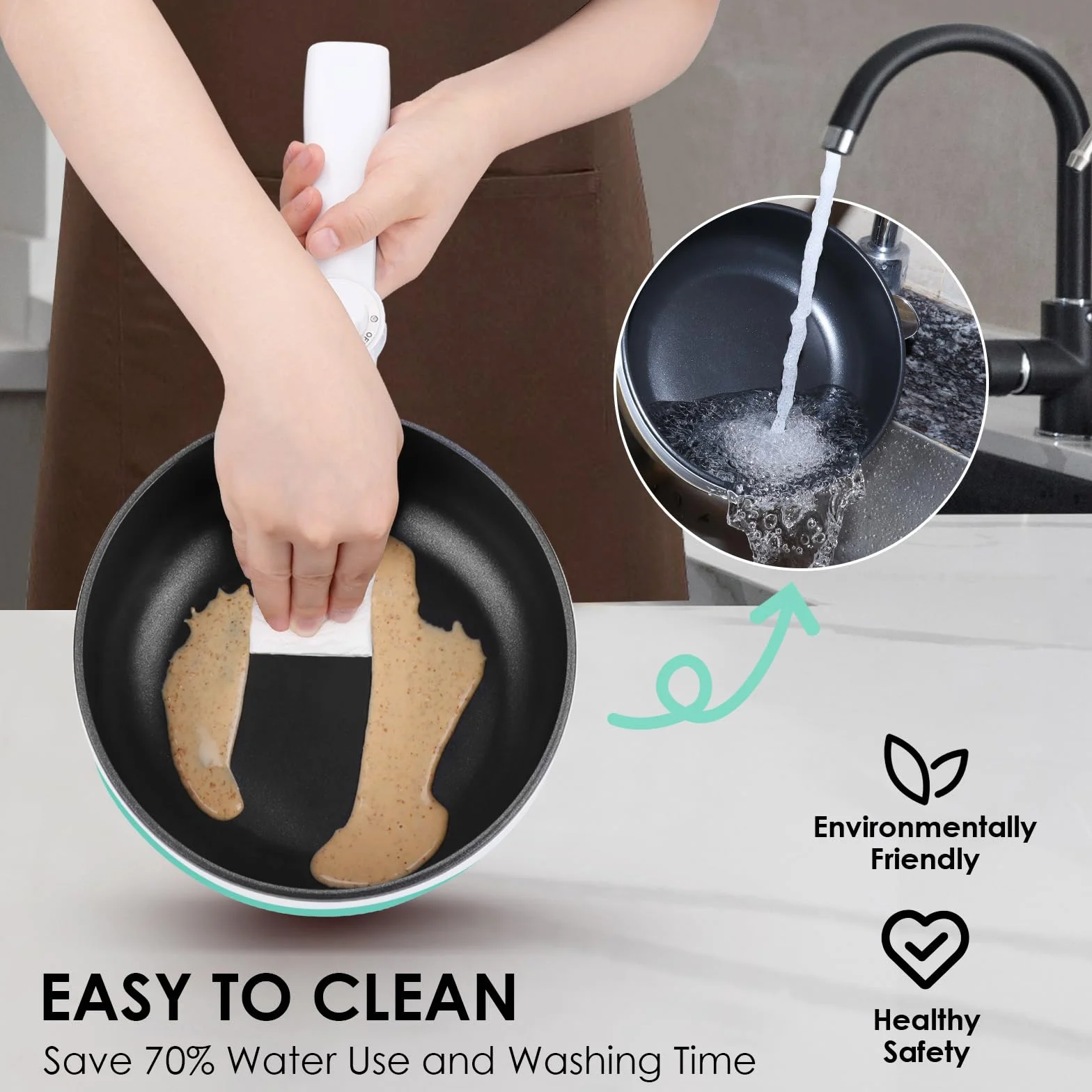 Audecook Olla Caliente Eléctrica Mini Sartén 1,7 L Antiadherente Multicocina de Viaje Verde