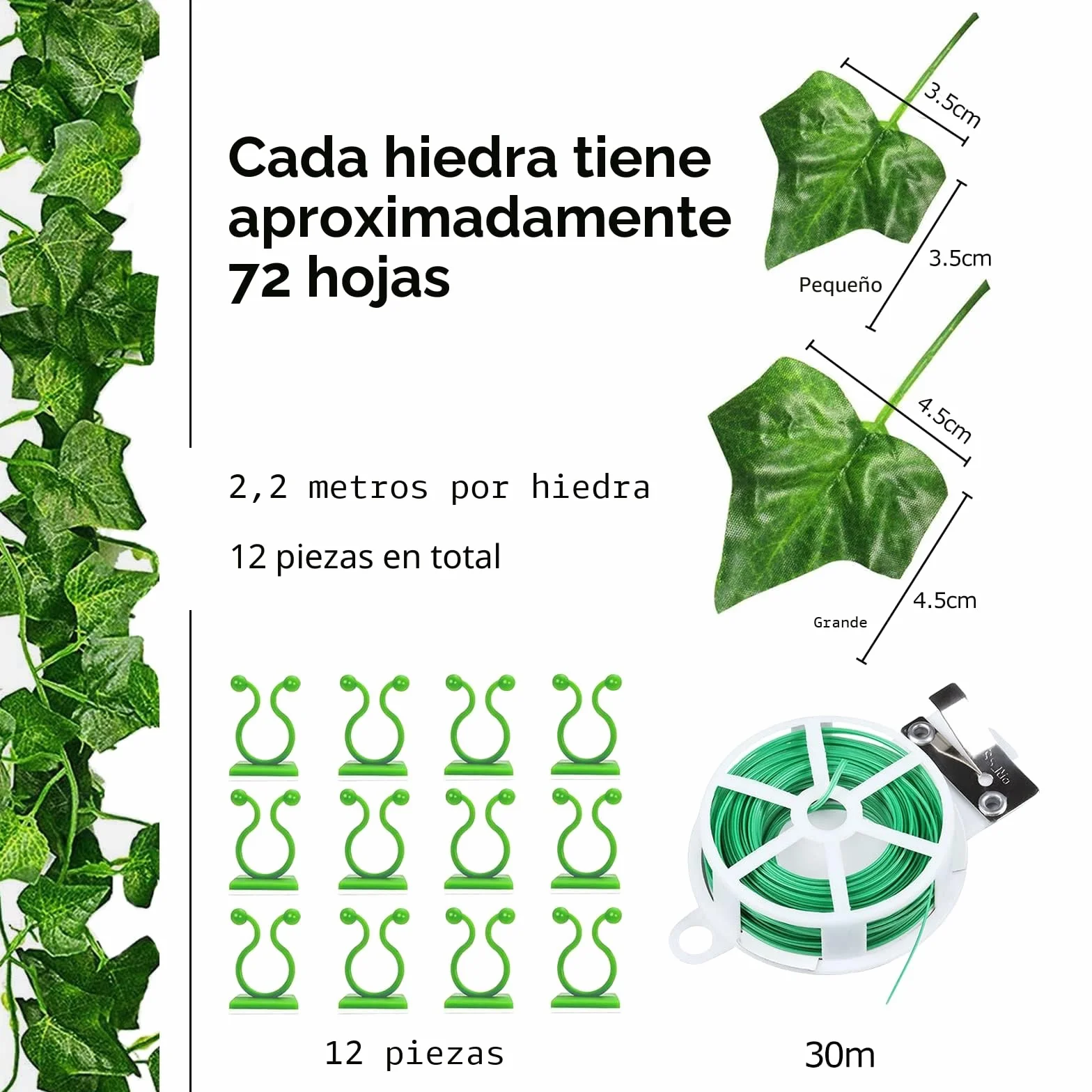 Noa Home Decoplantas Artificiales 12 Piezas Plantas Artificiales Decorativas Planta Artificial Decoracion Habitacion para Cocina Boda Balcón Oficina Jardín - 2.2M