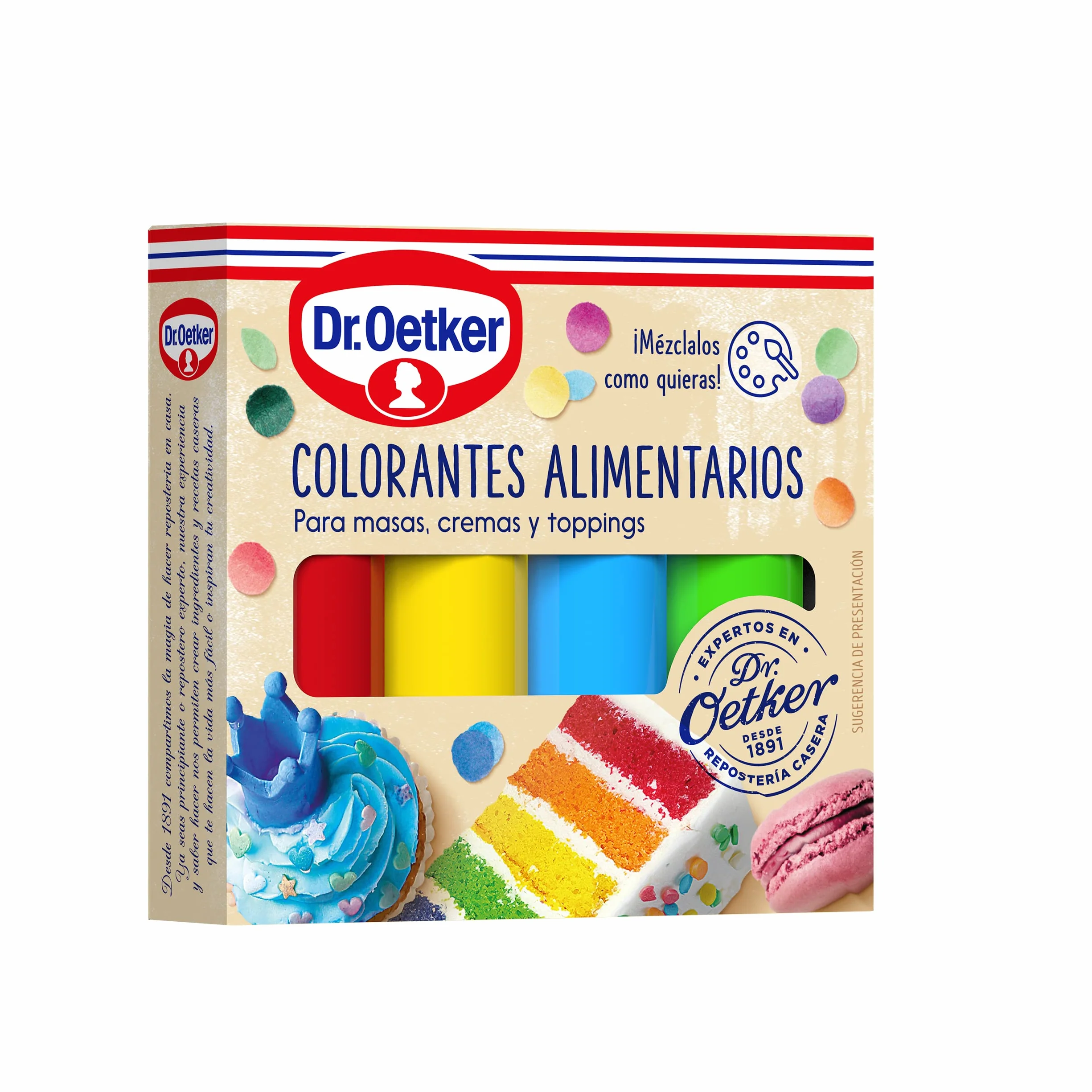 DR. OETKER Colorantes Alimentarios Pack de 4 Lápices para Pasteles, Tartas y Fondants