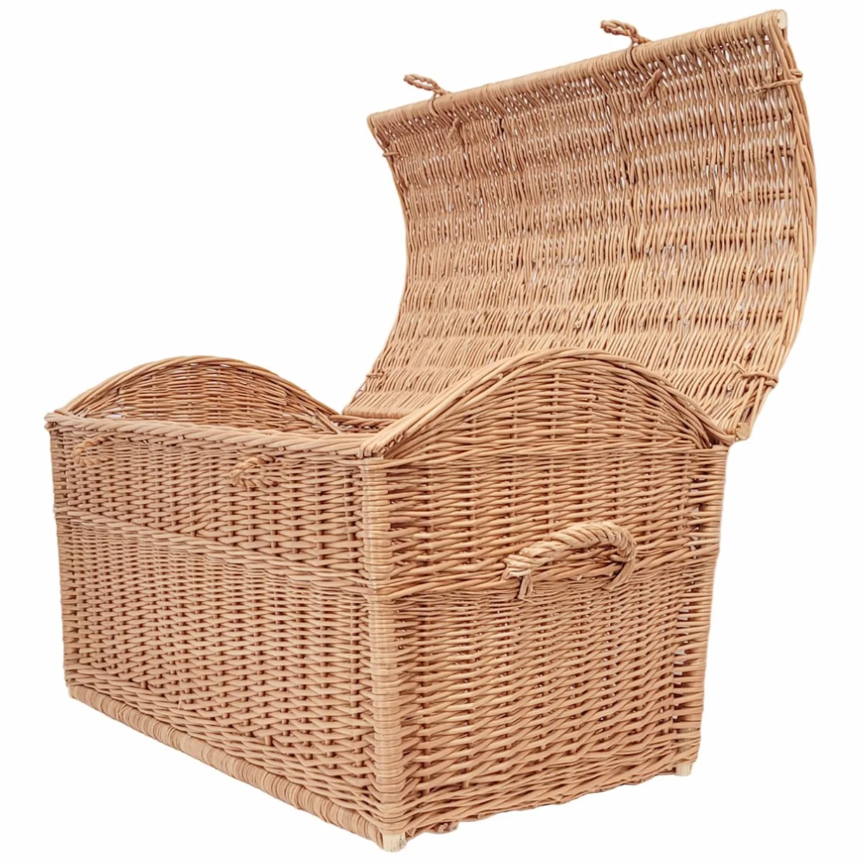 Baúl de mimbre XL pirata para juguetes, libros, lino, cesta hecha a mano y natural, 80 cm