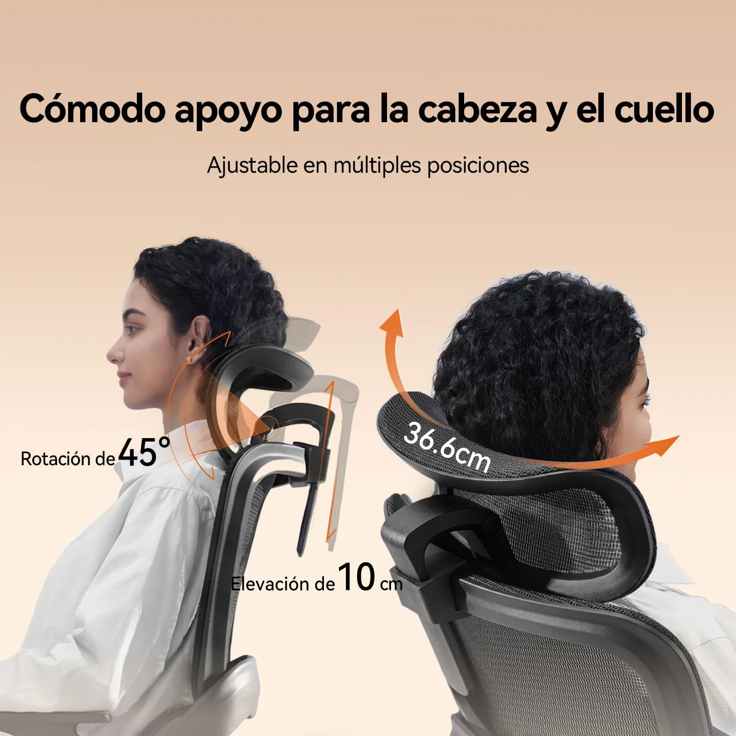 SIHOO Silla de Oficina Ergonómica B100 con Soporte Lumbar, Reposacabezas y Reposabrazos Abatibles, Negra