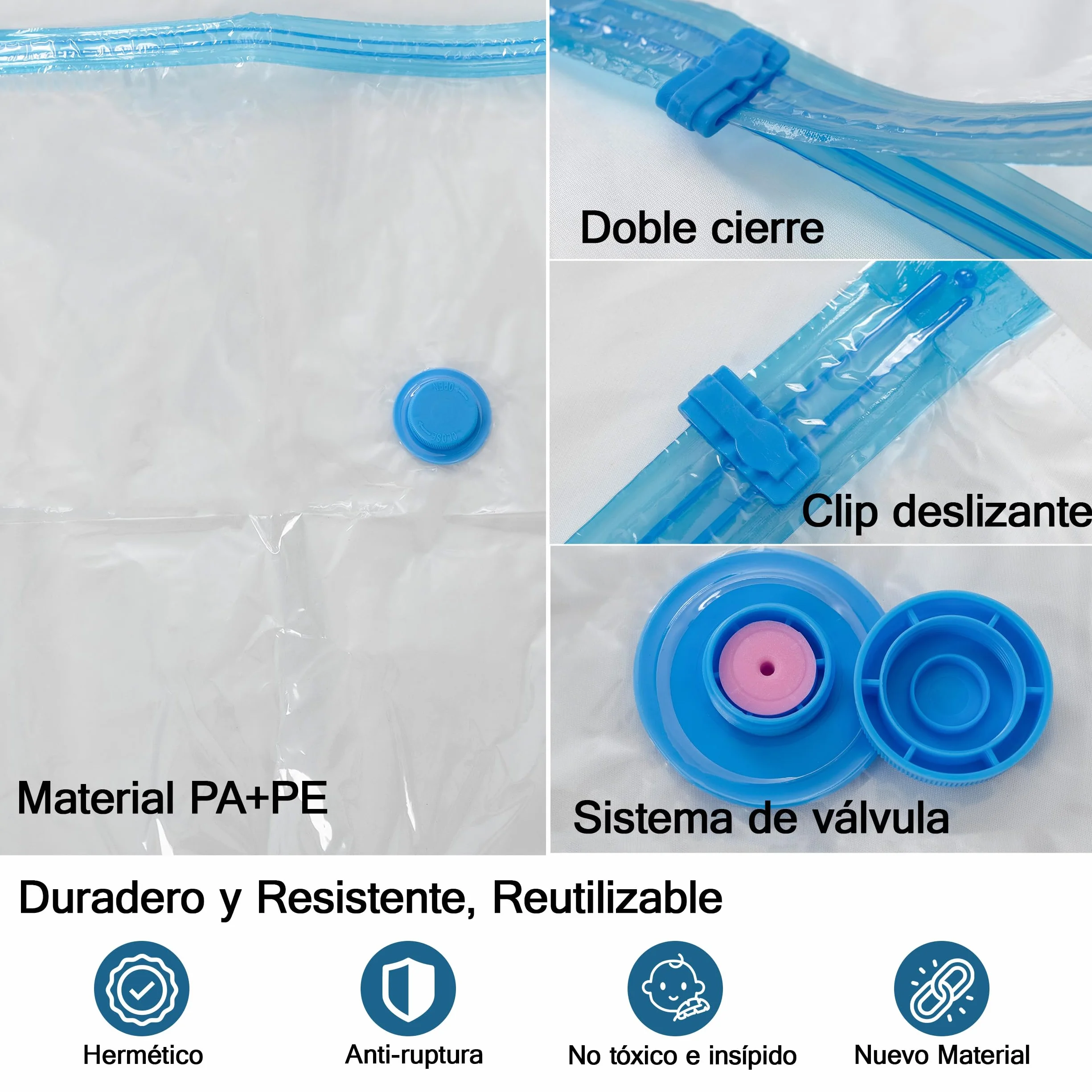 Bolsas de Almacenamiento al Vacío 12 Unidades 80x110cm, 60x80cm, 50x60cm para Ropa, Edredones