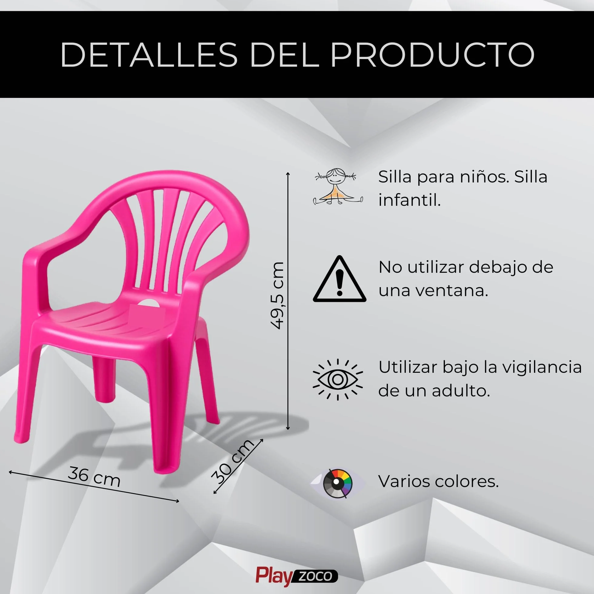 TECHZOCO Silla Infantil de Plástico, Silla para niños, Silla Escolar para niños, Fabricado en Plástico, Ideal para Jugar, Leer, Dibujar o Comer, Altura Total 49.5 cm, Color Verde Claro