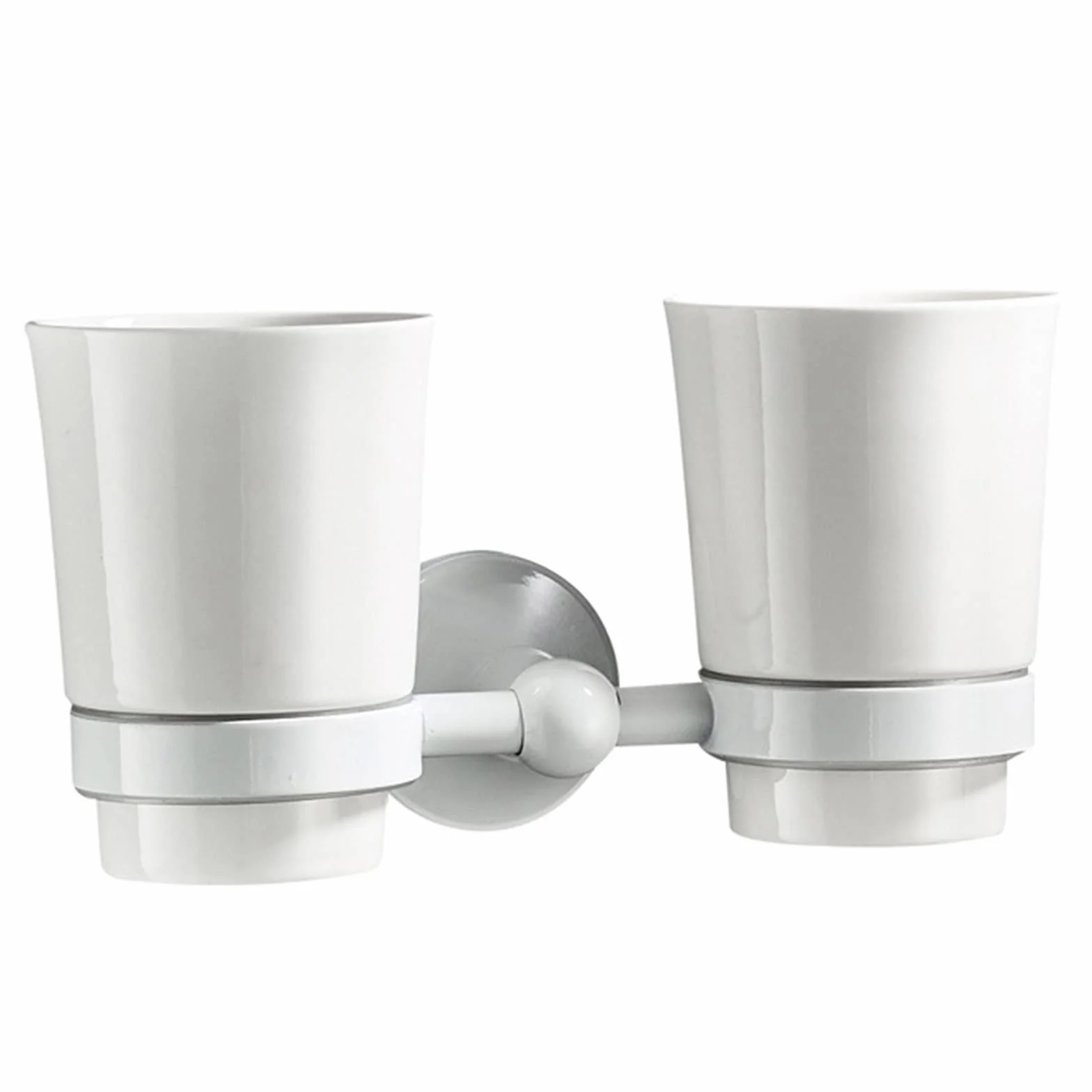 Soporte De Cepillo De Dientes Blanco, Soporte De Cepillo De Dientes Doble De Latón Macizo para Decoración De Baño, Soporte De Cepillo De Dientes Montado En La Pared con Taza De Cerámica