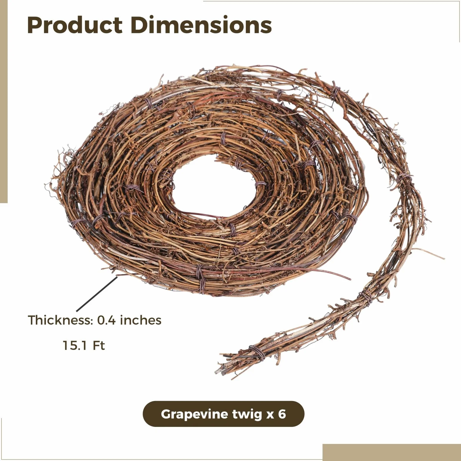 6 enredaderas de vid natural, rollos de guirnalda rústica de 15 pies para manualidades, coronas, jarrones y decoración de puertas